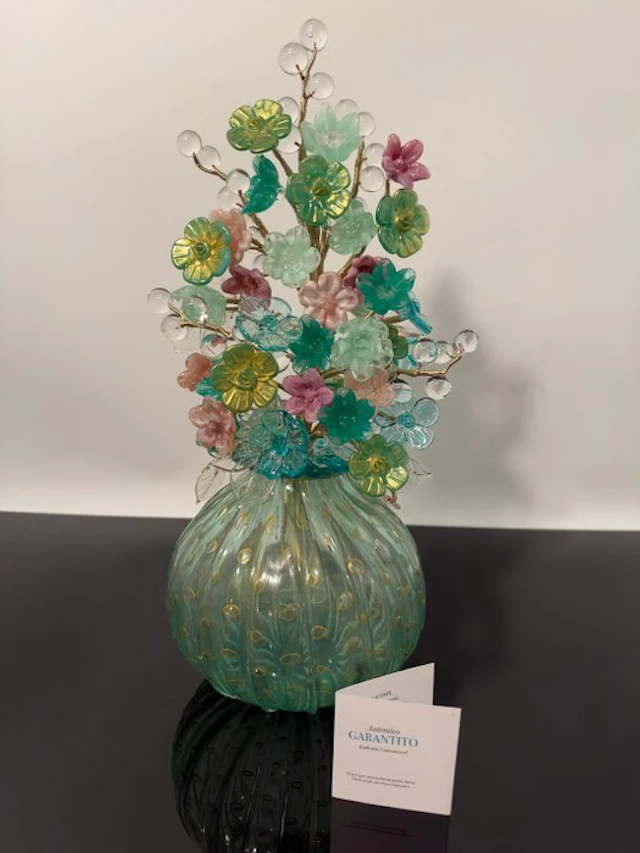 Murano Glass - Vase (2) - Vase with a bouquet of flowers - Murano glass