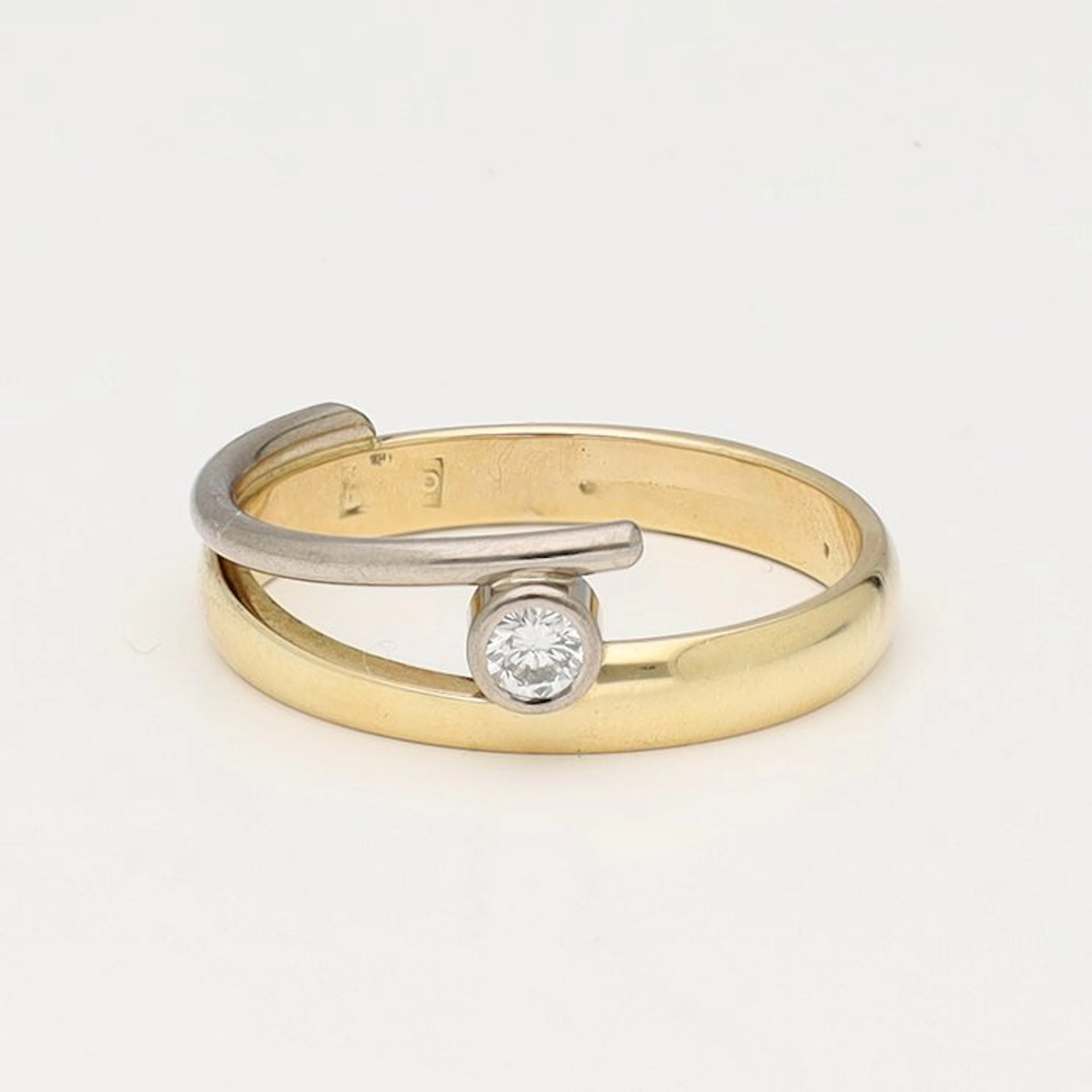 Ring - 14 kt. Yellow gold, White gold - 0.15ct. tw. Diamond (Natural)
