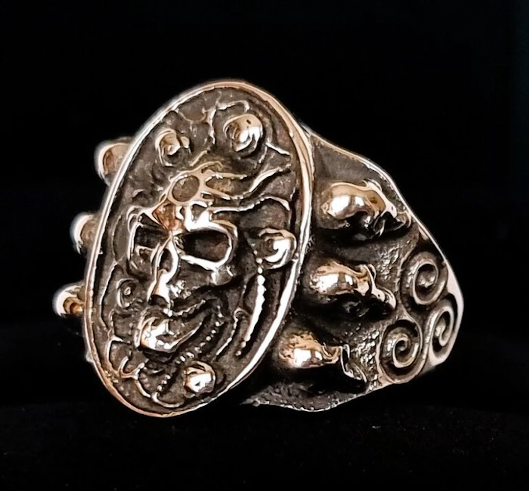 Memento Mori Signet Ring – Skull Shield – Seat of the...