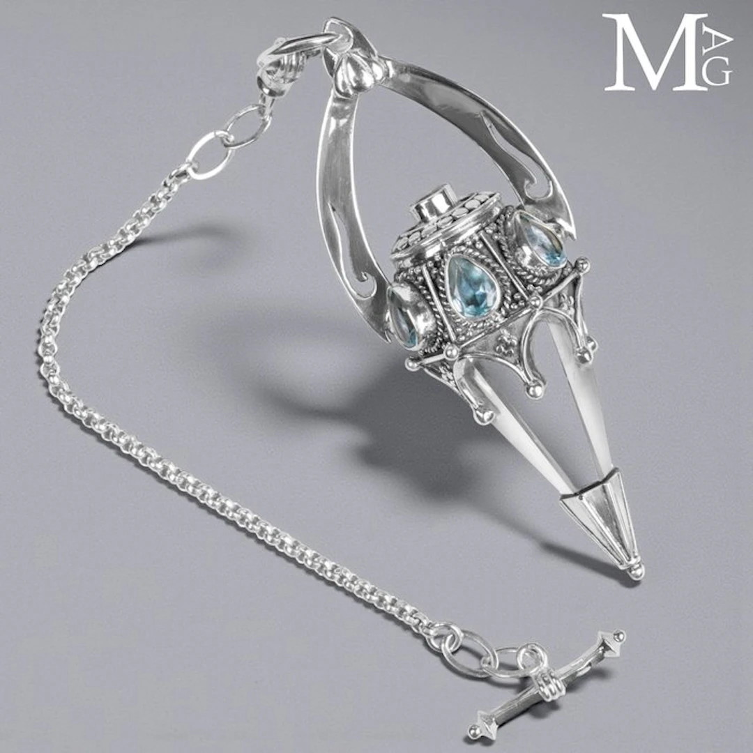 Gothic Sterling Silver Pendent - Clear Quartz and...