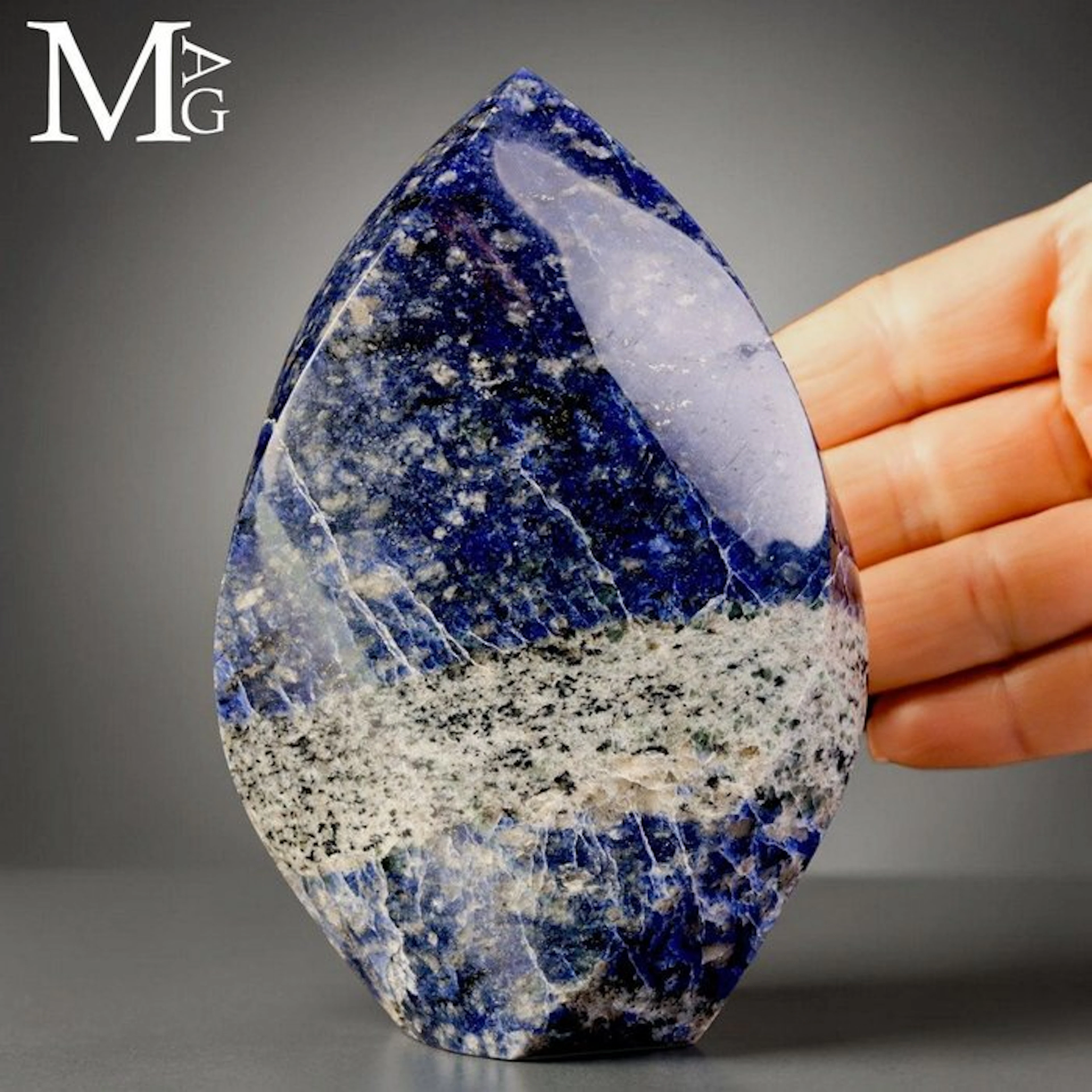 Vibrant Deep Blue Sodalite with White and Grey Calcite Inclusions