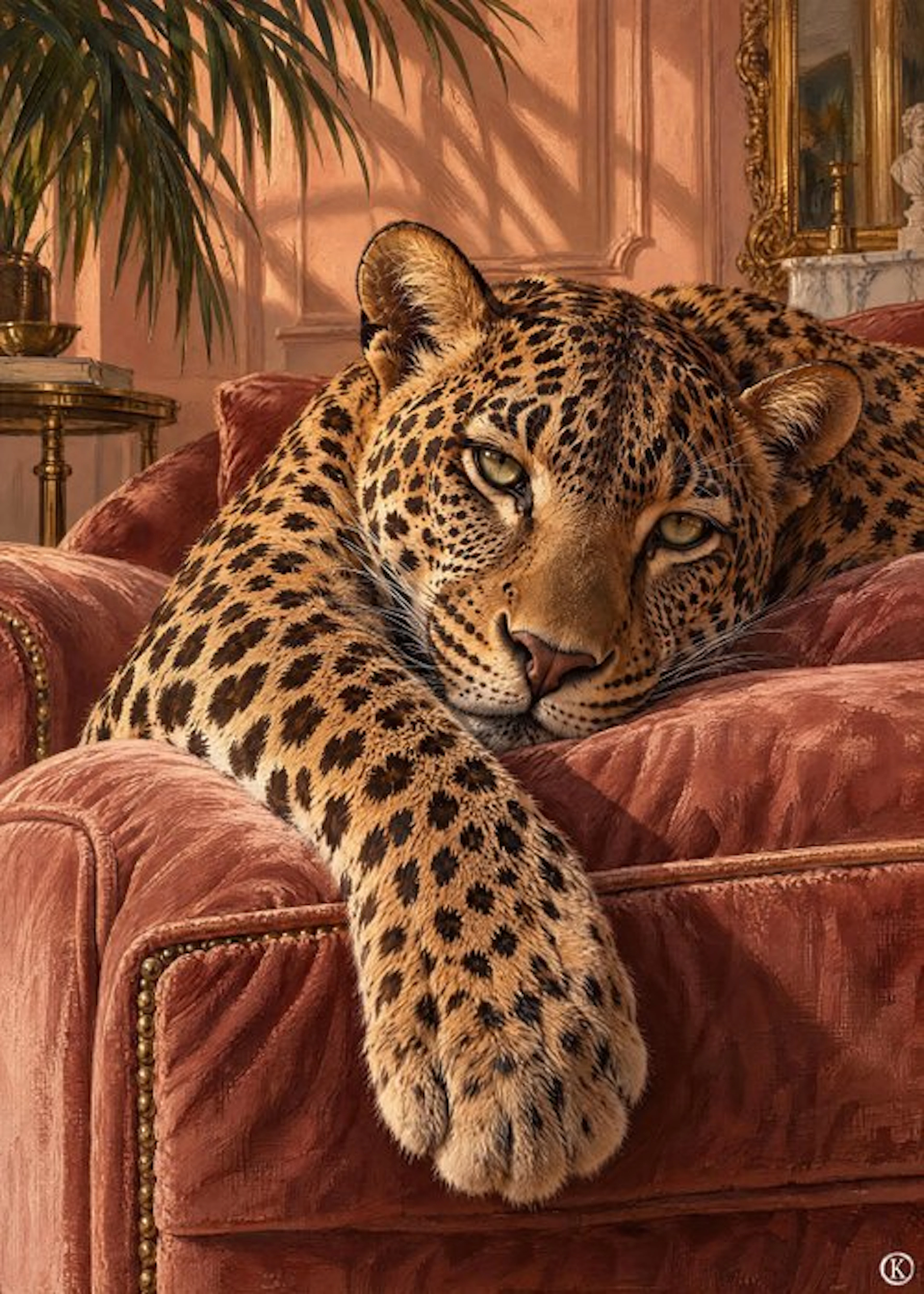 Kleury.art - [XL Canvas] "Slumber of the Golden Leopard" by Kleury.art (1/5)