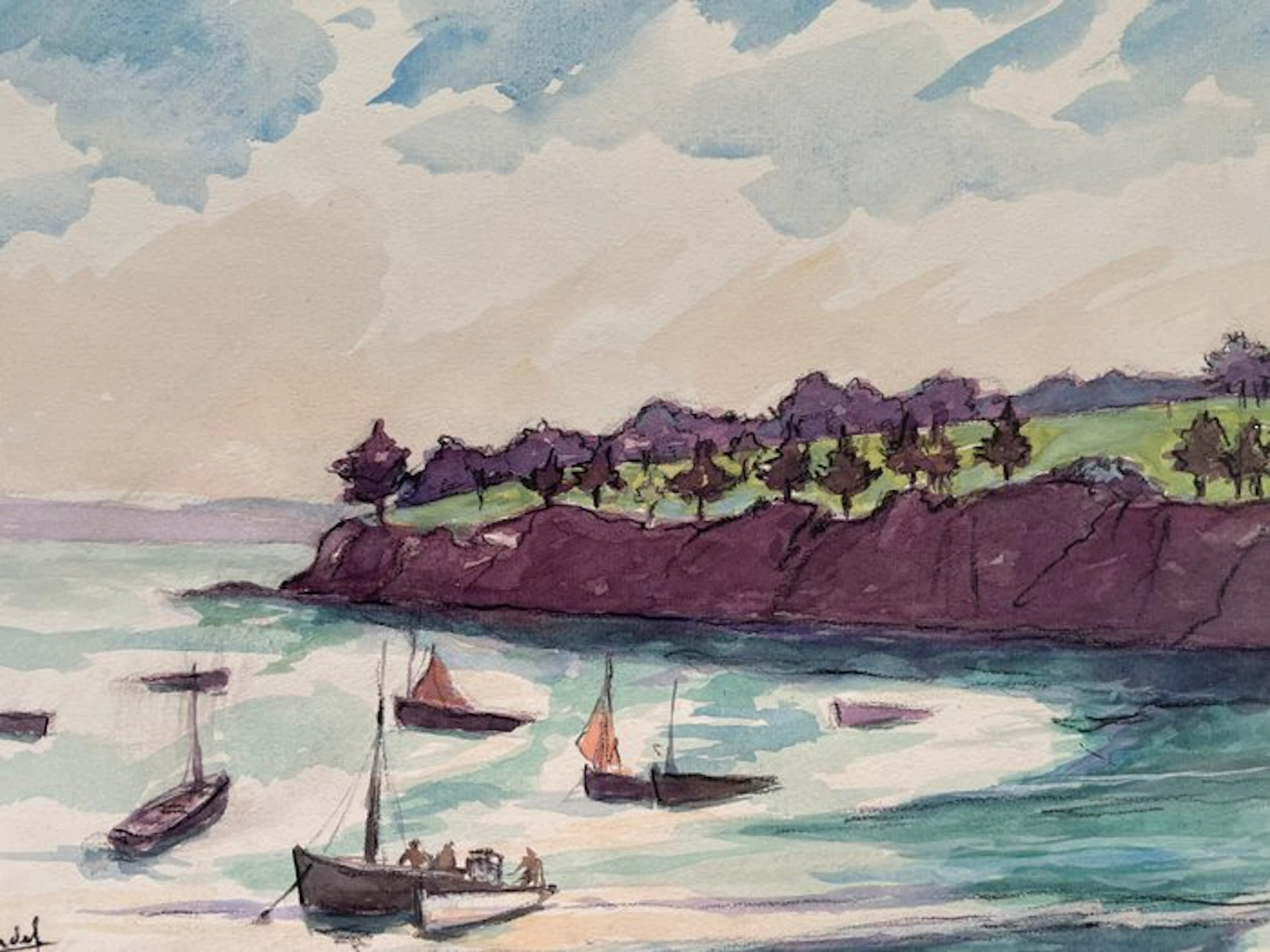 Pierre Abadie-Landel (1896-1972) - Paysage Marin - Bretagne - Voiliers
