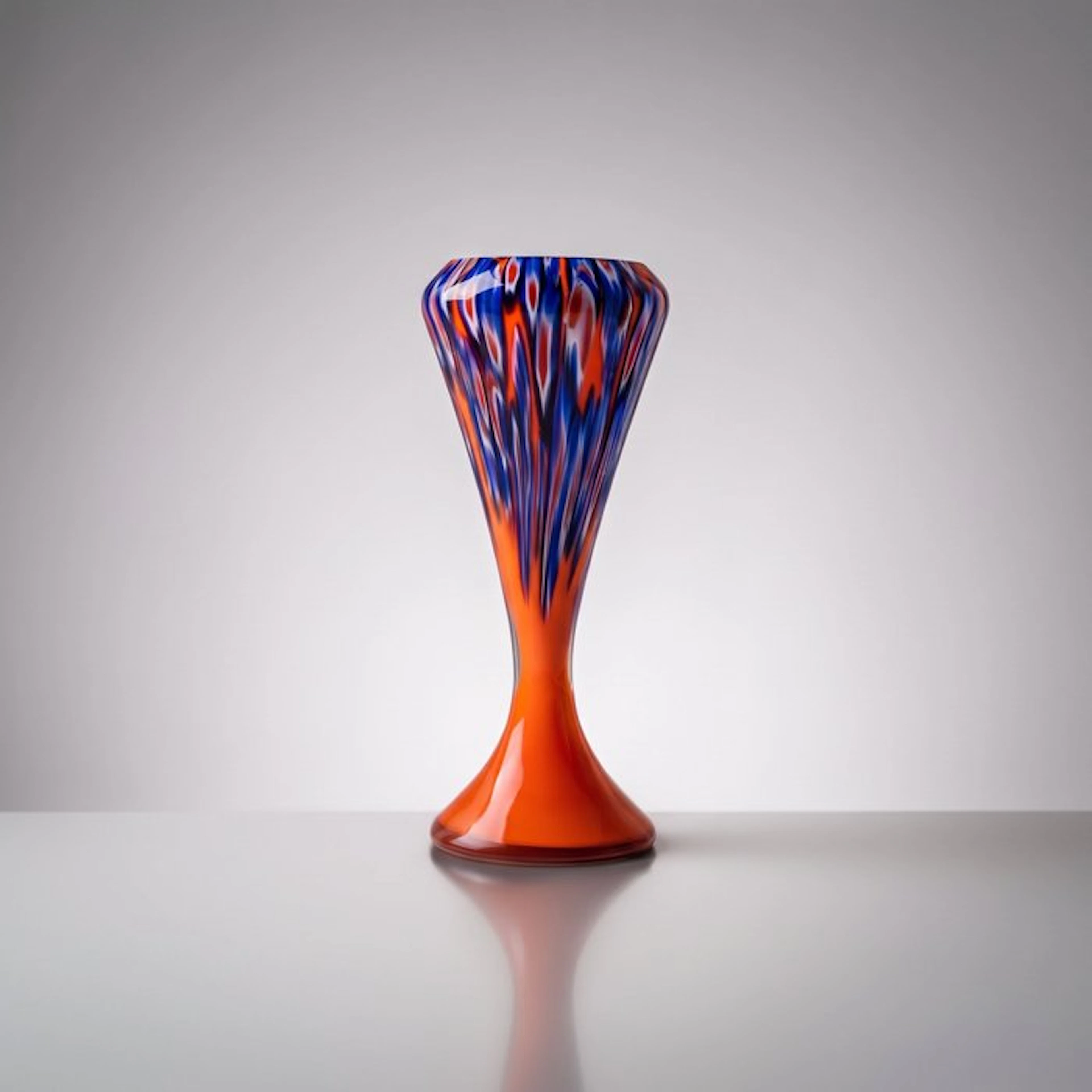 Vase - Millefiori vase on Tango-orange glass • circle of Kralik • Bohemia • c