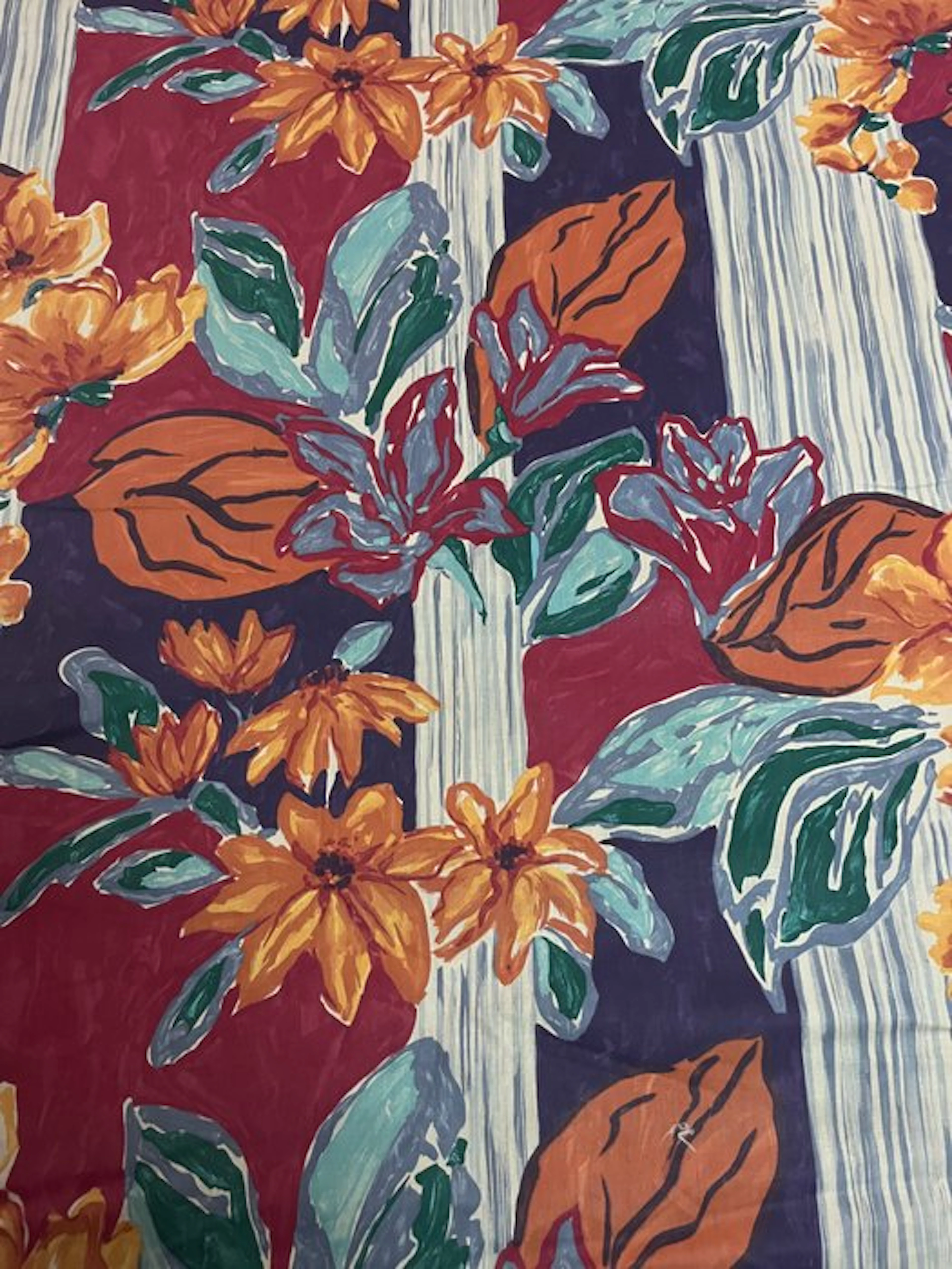 Wonderful floral fabric in Pop Art style