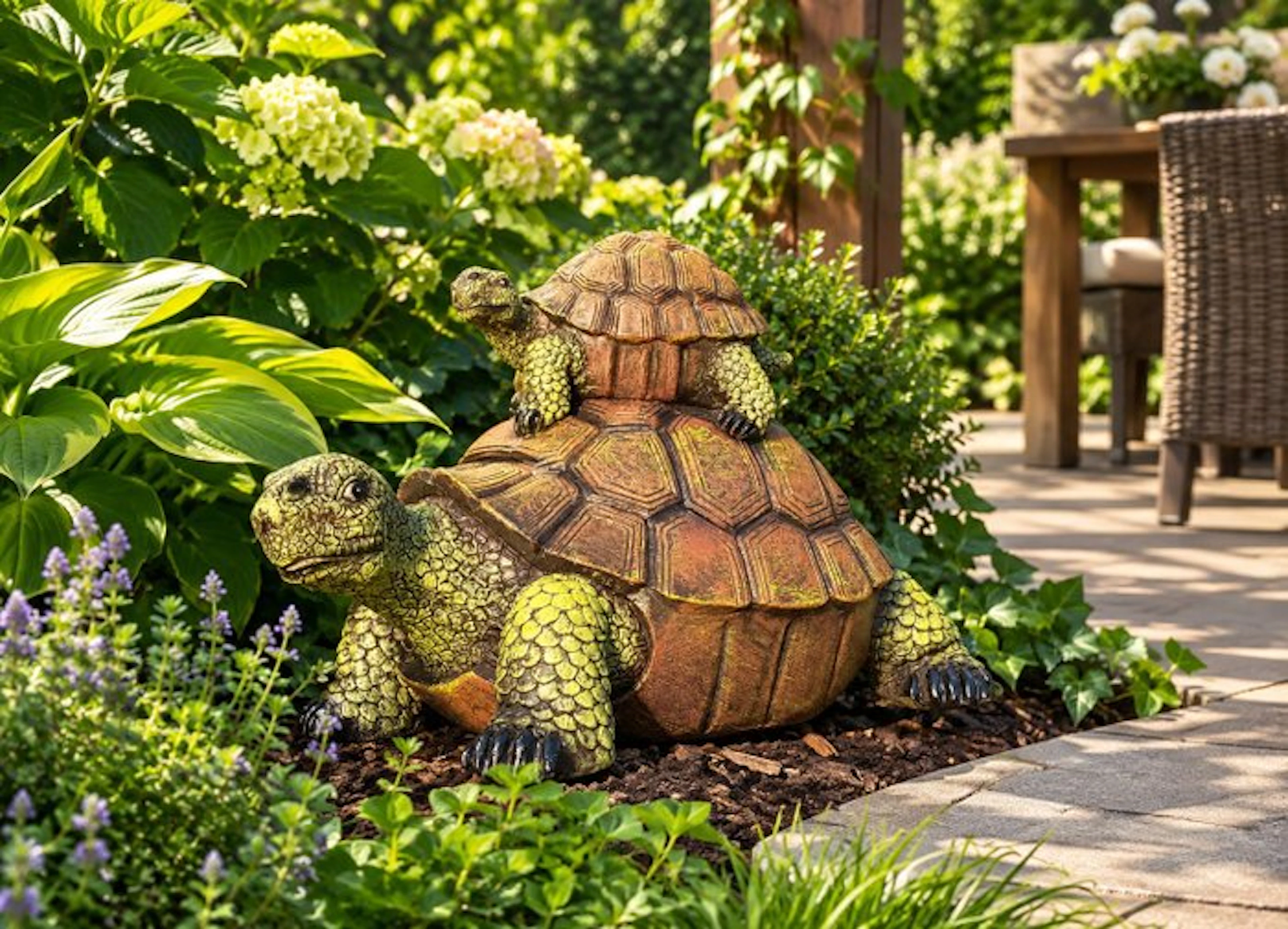 Sculpture, Schildpad met Jong - 17.5 cm - resin