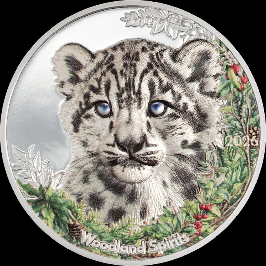 Mongolia. 500 Togrog 2026 Snow Leopard Woodland Spirit, 1 Oz (.999)