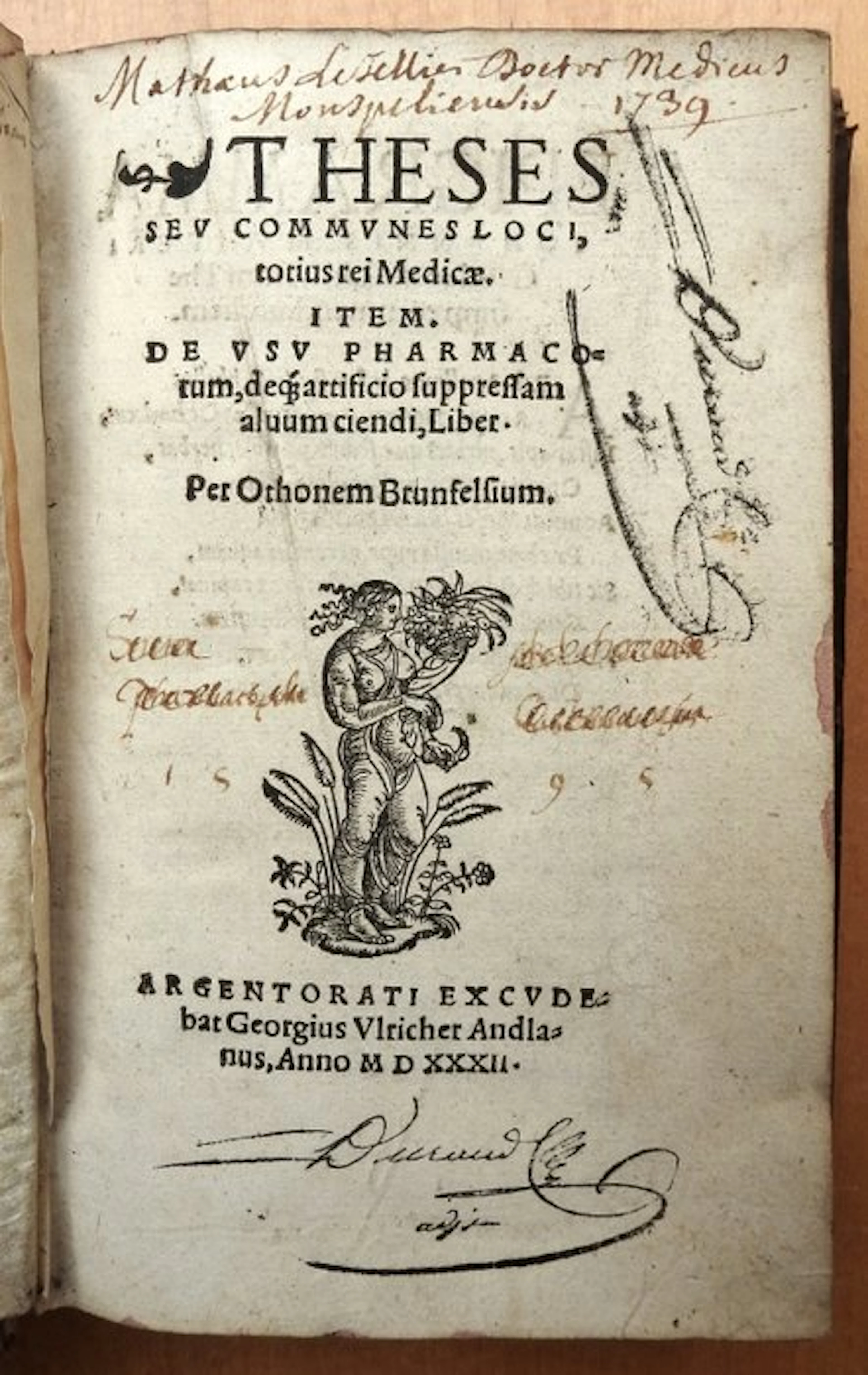 Otho von Brunfels - Theses - Rare work of medicine- Contemporary binding - 1532
