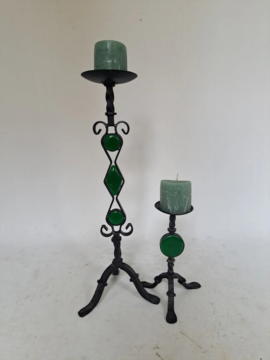 Candleholder (2) - Metal, Glass