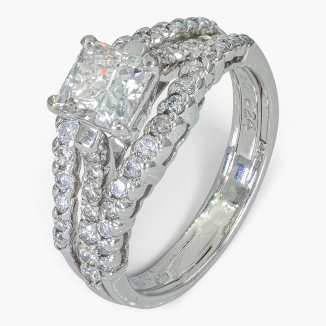 No reserve price - Ring - 14 kt. HRD, White gold - 1.35ct. tw. Diamond
