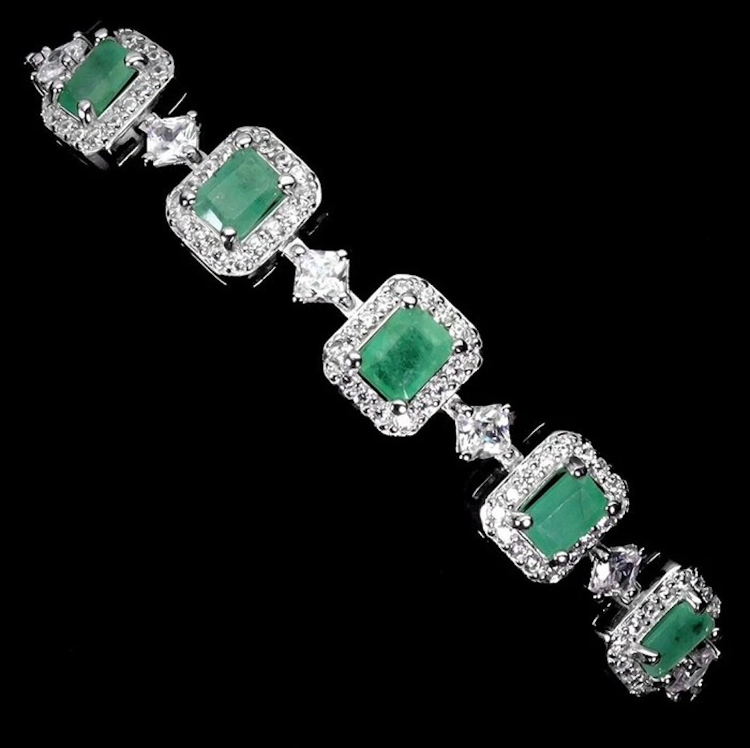 No reserve price - Bracelet 14K White Gold Plated 925...