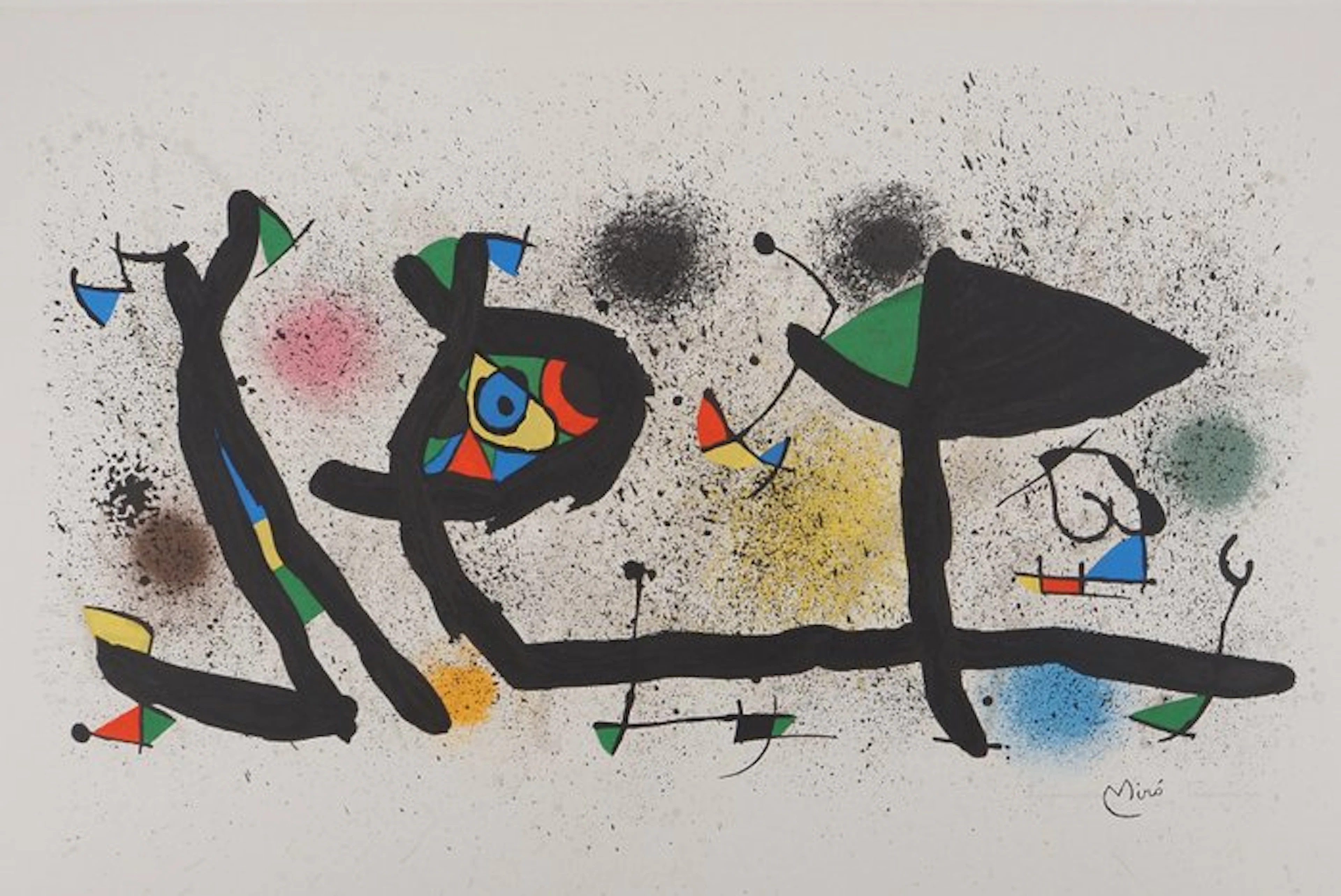 Joan Miro (1893-1983) - Jardin surréaliste : Femme et oiseau