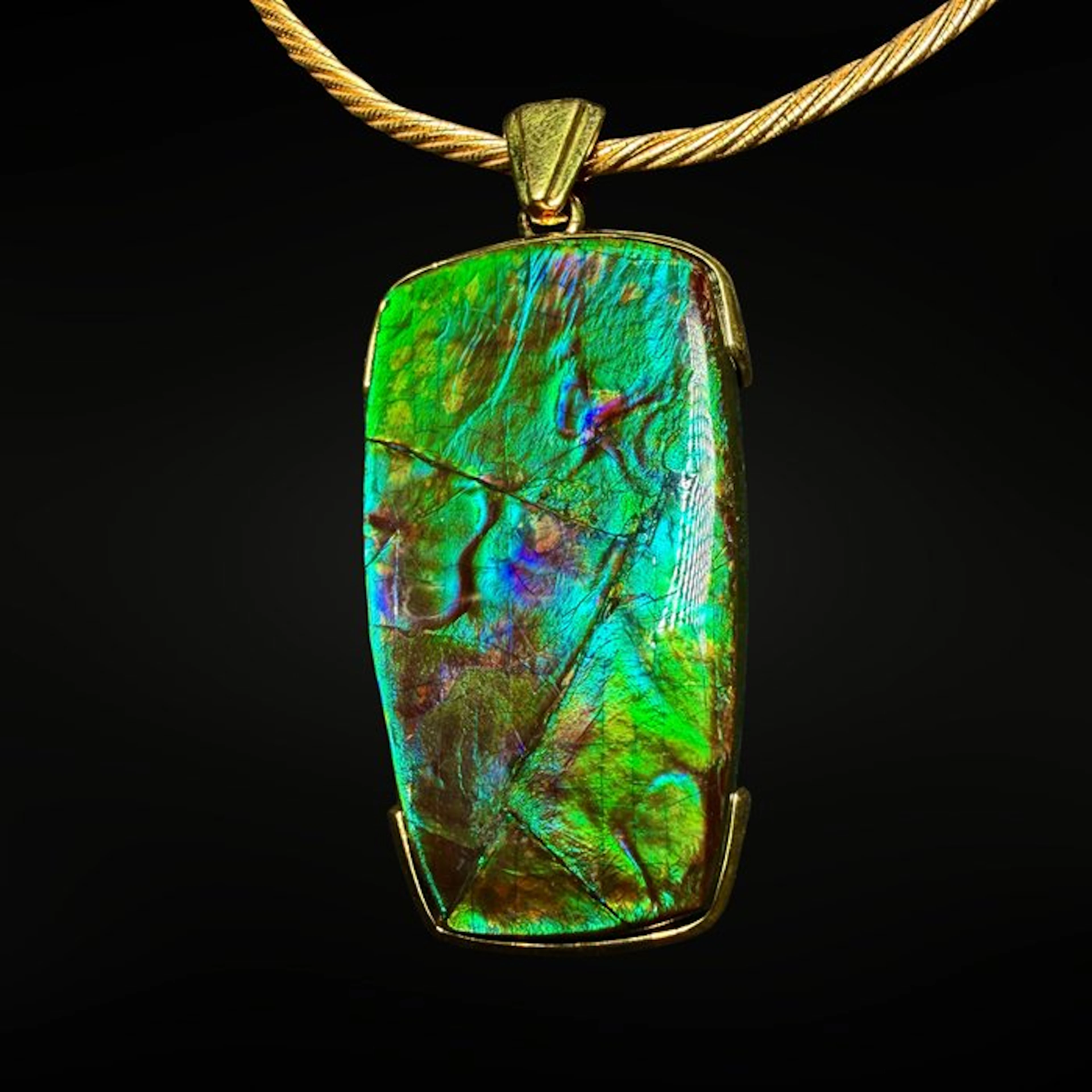 Exceptional pendant - Ammolite and Gold Jewellery...