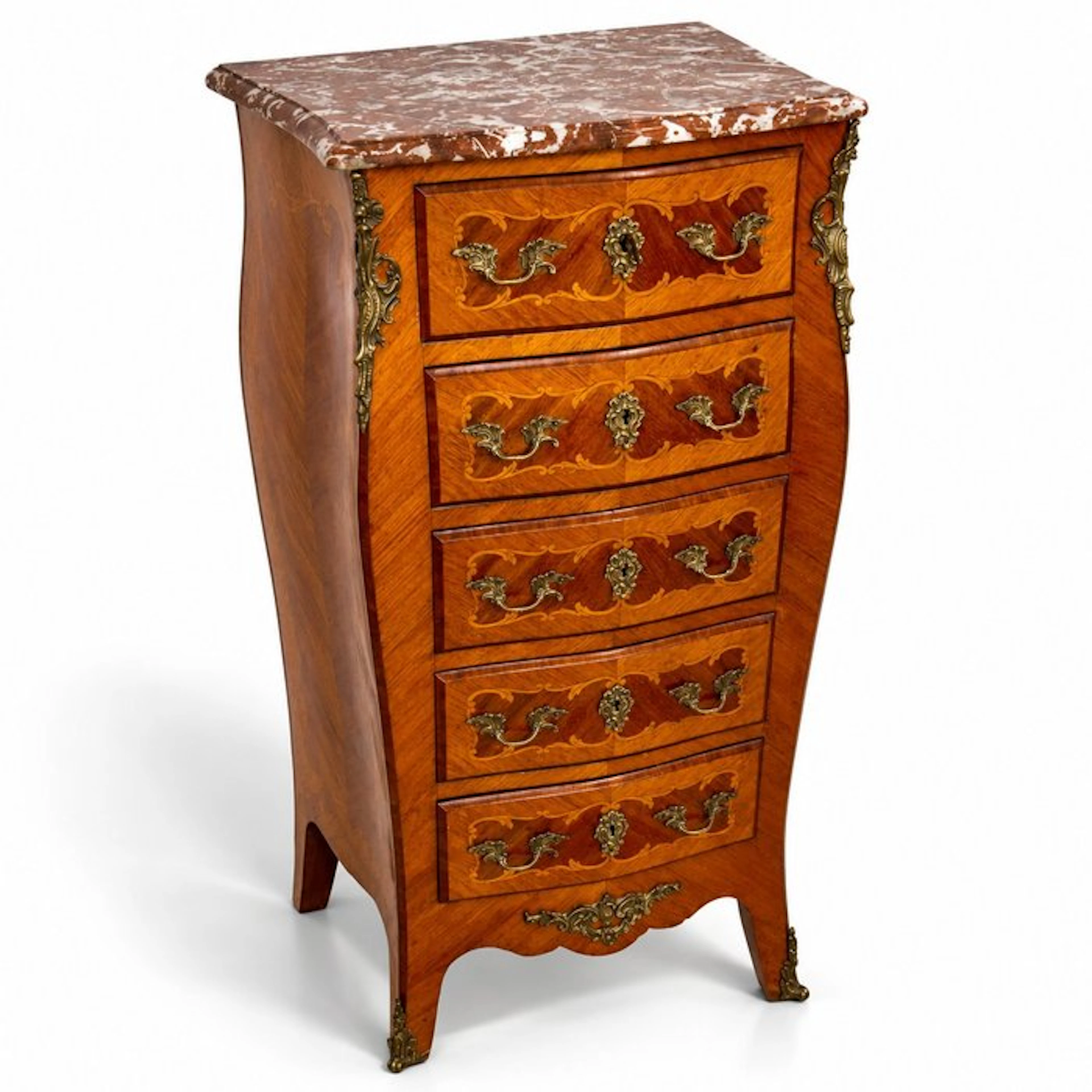 Chest of drawers - Marble, Marquetry - Louis XV style