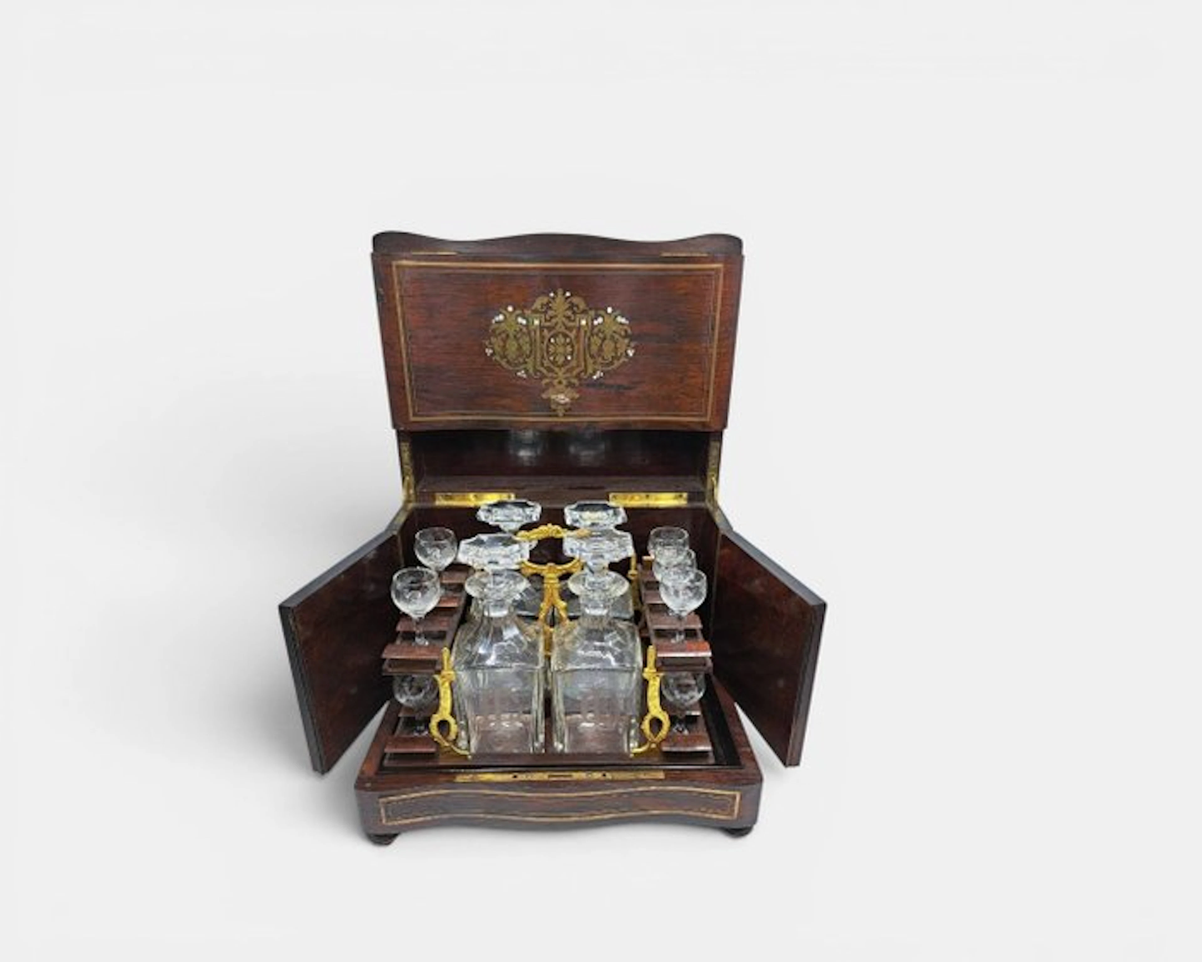 Liquor cabinet - Napoleon III - Wood, Brass, Crystal