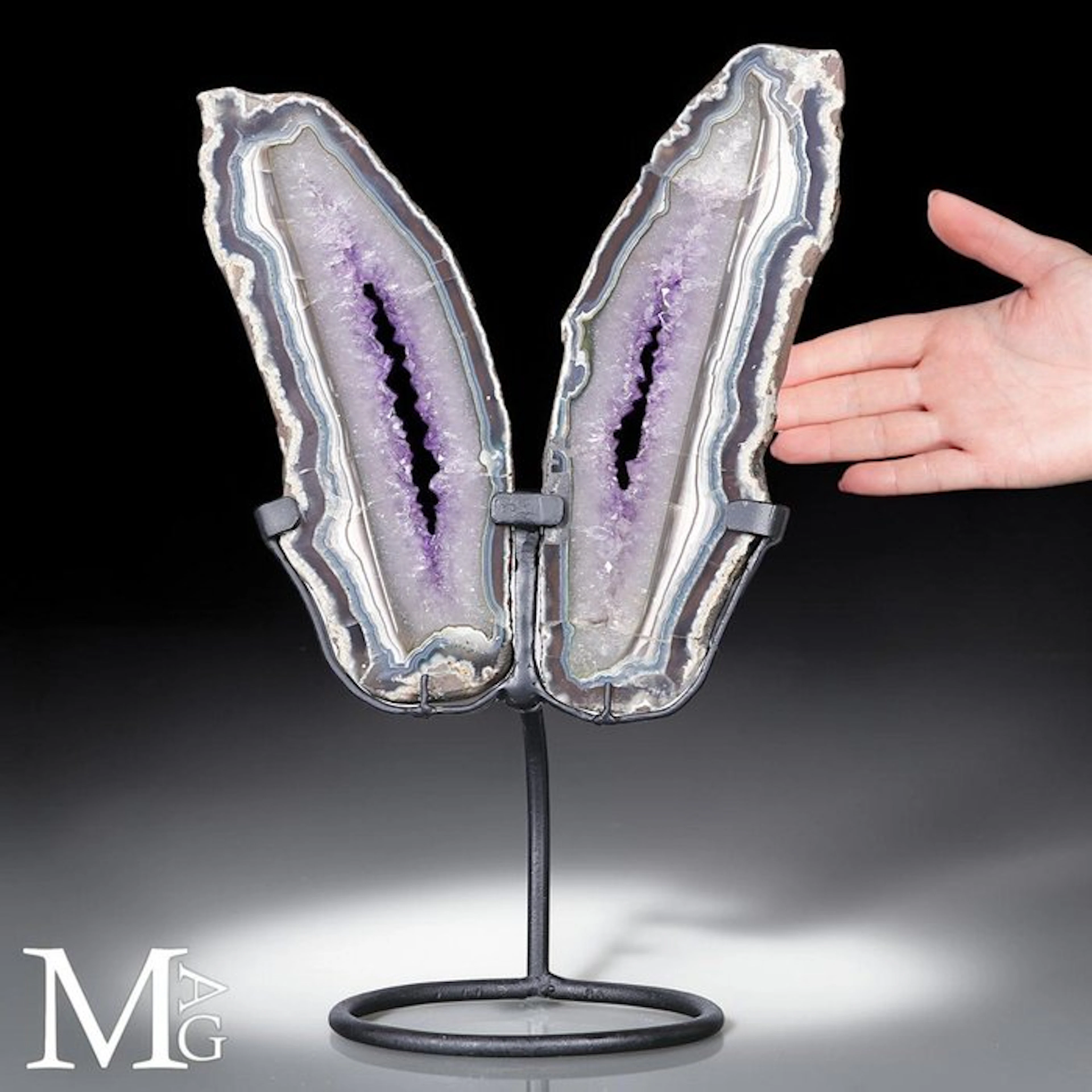 Stunning Brazilian Amethyst Geode Slices on Stand...