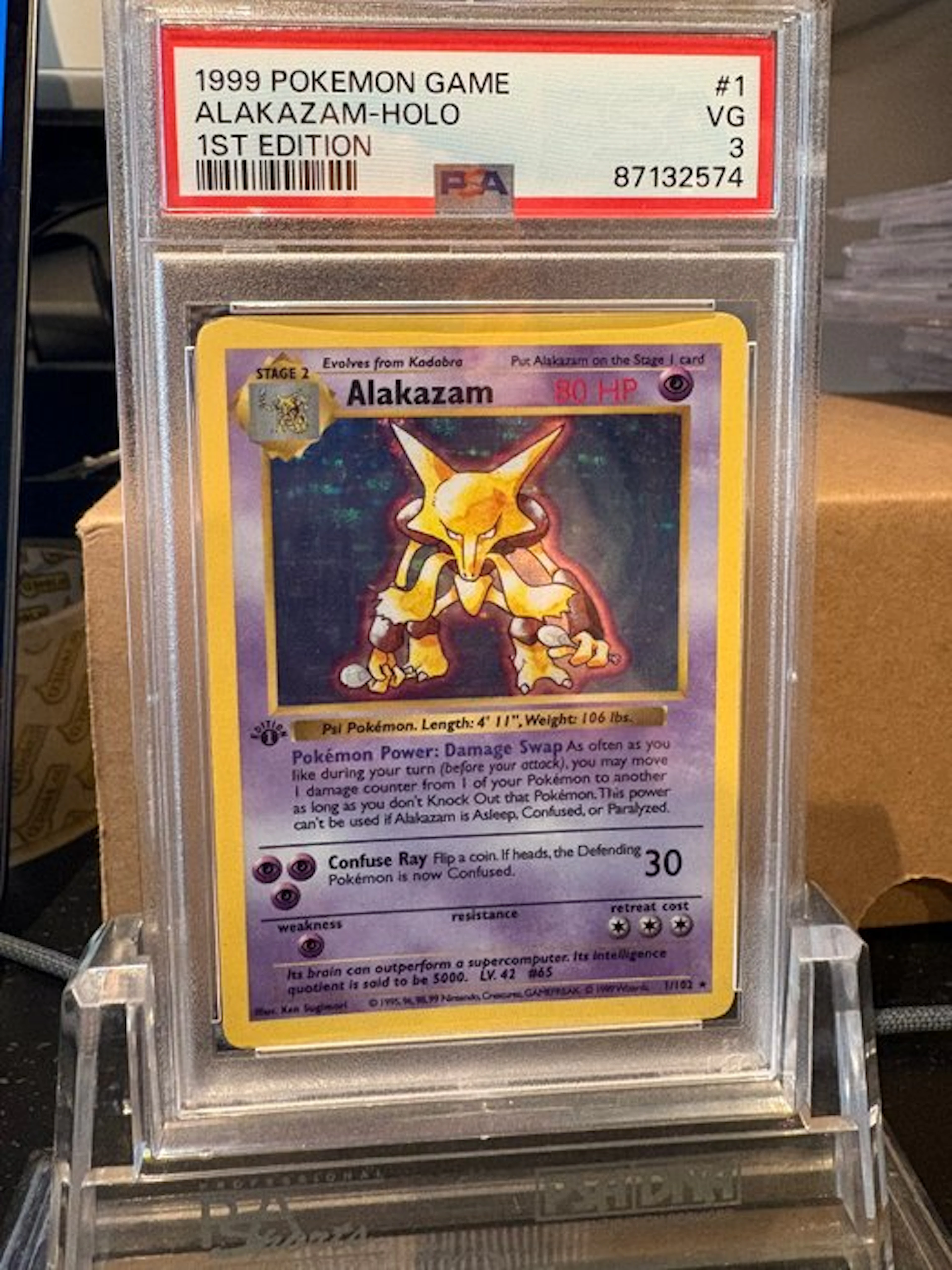 Pokémon - 1 Graded card - Alakazam 1/102 First edition, Foil - PSA 3 - WOTC