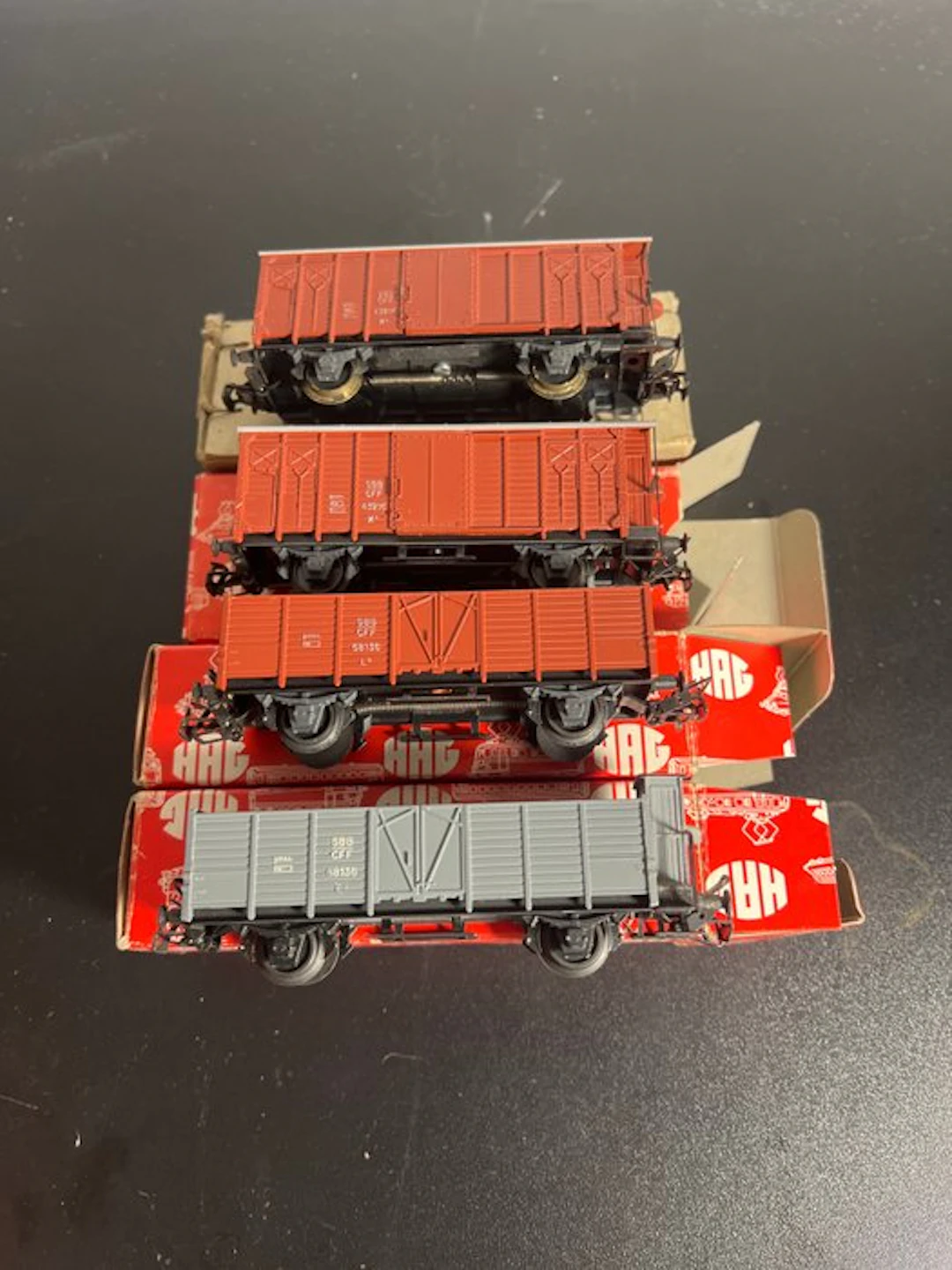 HAG H0 - Nr.320; 310 - Model train (4) - Four HAG freight...