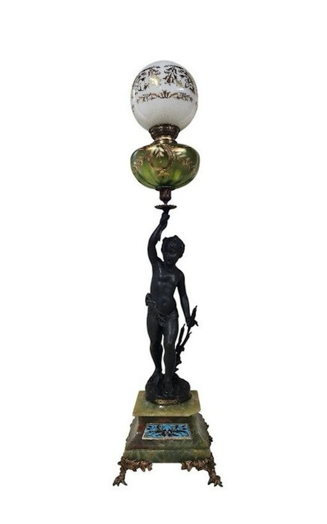 Oil lamp - Cloisonné Enamel, Spelter, Bronze, Crystal, Glass...