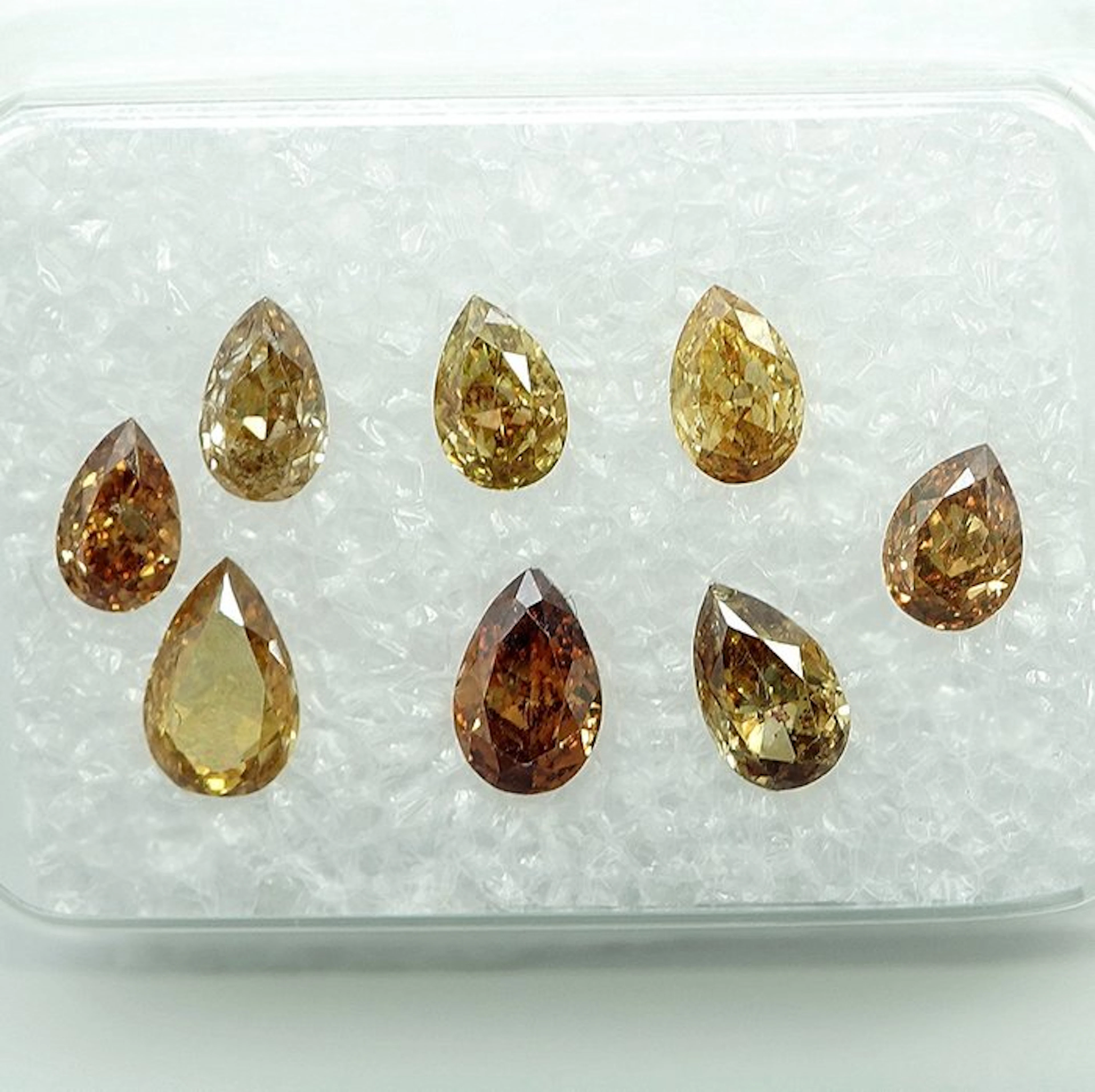 8 pcs Diamond (Natural coloured) - 1.00 ct - Pear - Fancy Orange