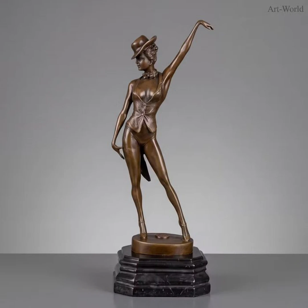 Statue, Exclusief bronzen sculptuur van de “Revue Dancer” - 28 cm - Bronze