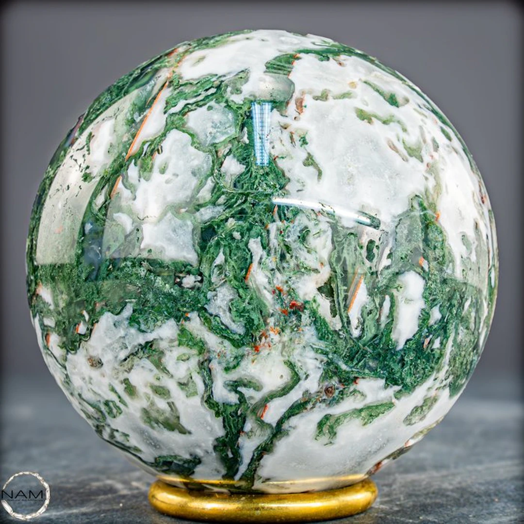 Moss agate sphere with druzy – nature spirits in crystal form Sphere- 860.03 g