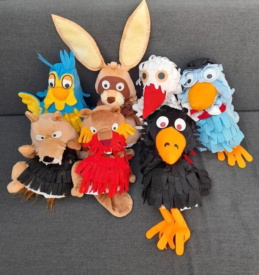 De Fabeltjeskrant 7 Handpoppen complete serie zeldzaam