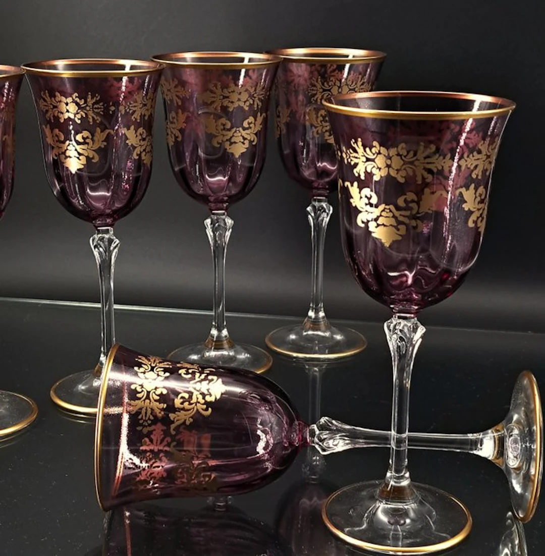 Artemisia - Drinking set (6) - Melody - Crystal, Gold zecchino