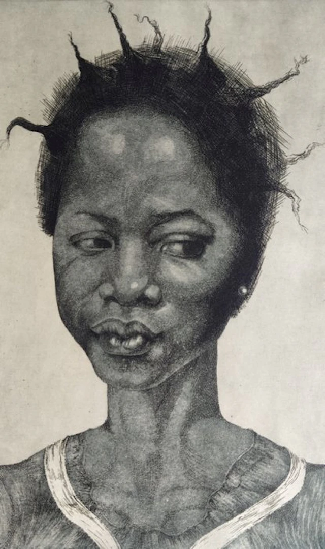 Hans-Peter Müller (1942–2025) - African Woman Before Ancient Ruins