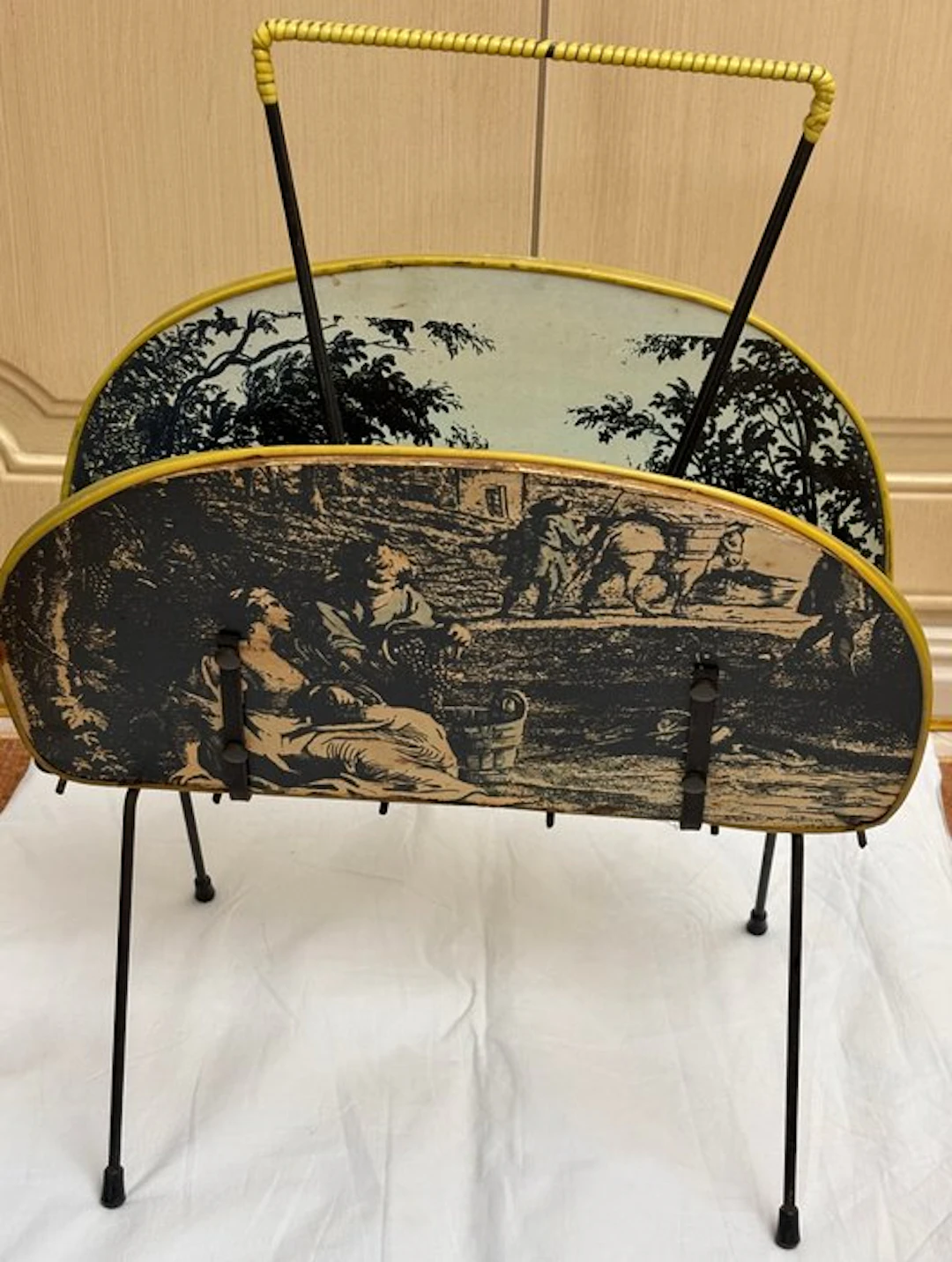 Magazine rack - Wood, Metal - Mid-century Italy