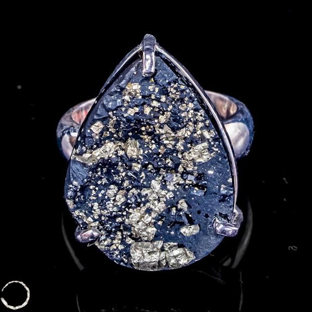 Pyrite-Galena ring made of 925 sterling silver – Striking...