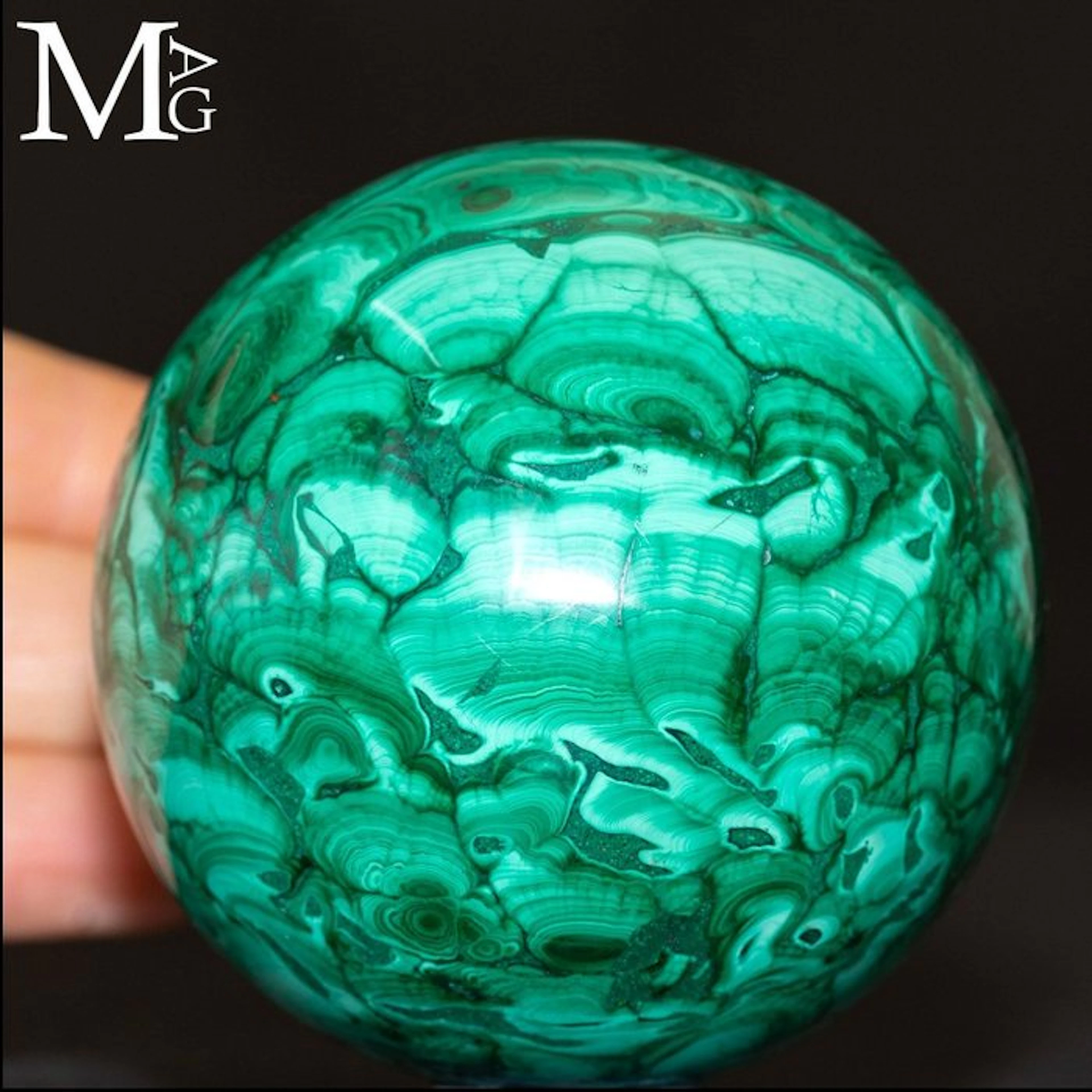Green Malachite Orbicular Patterns High Quality Sphere...