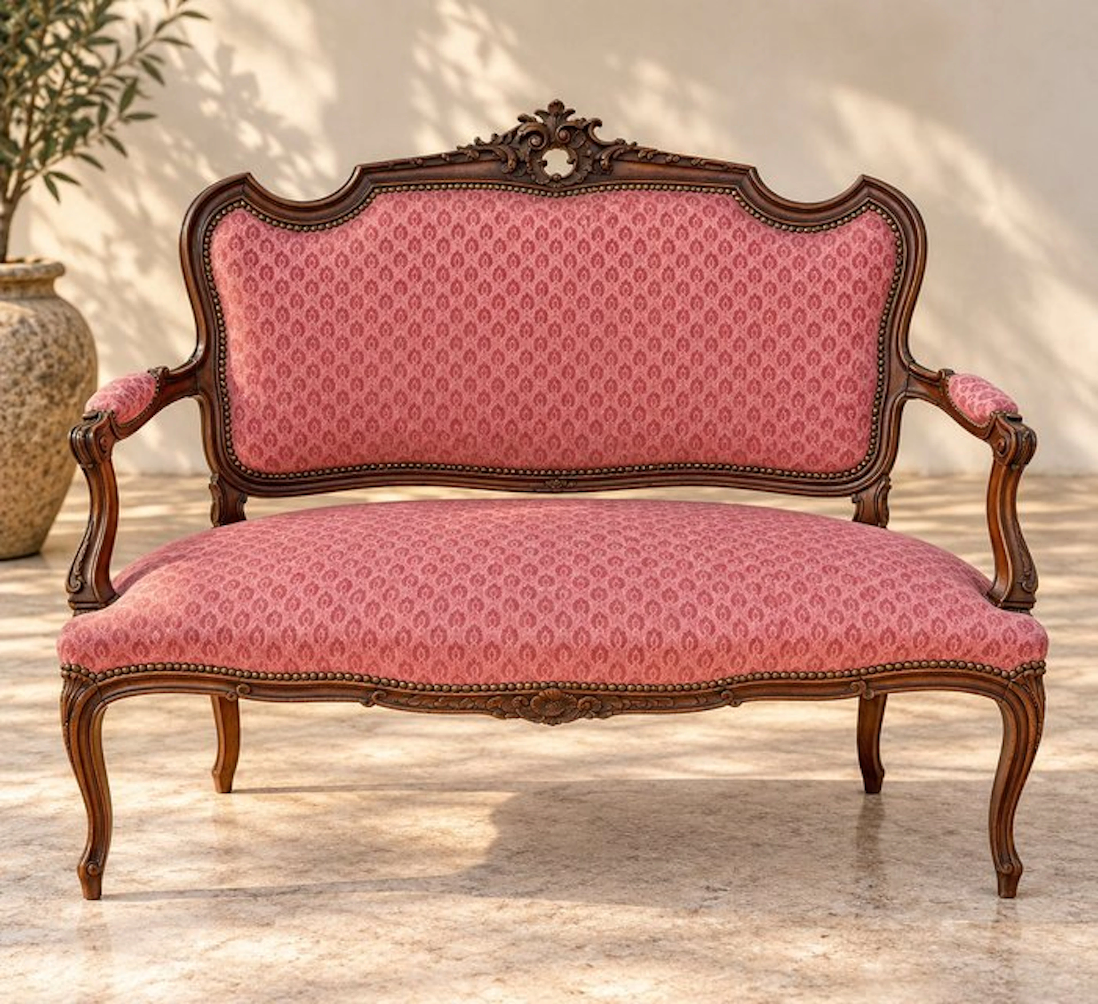 Sofa - Walnut - Louis XV banquette