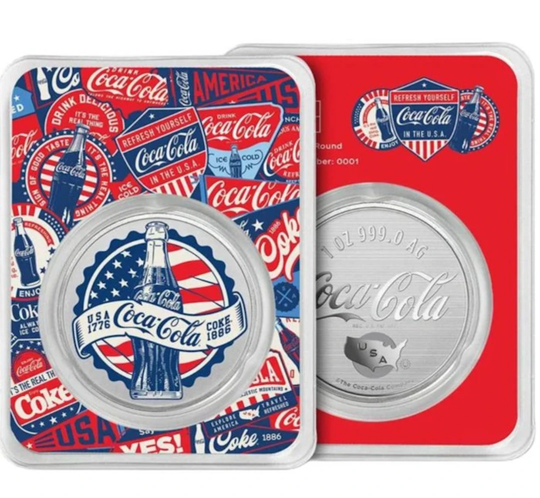 United States. Silver medal 2026 PAMP Coca-Cola Colorized 1 oz (.999)