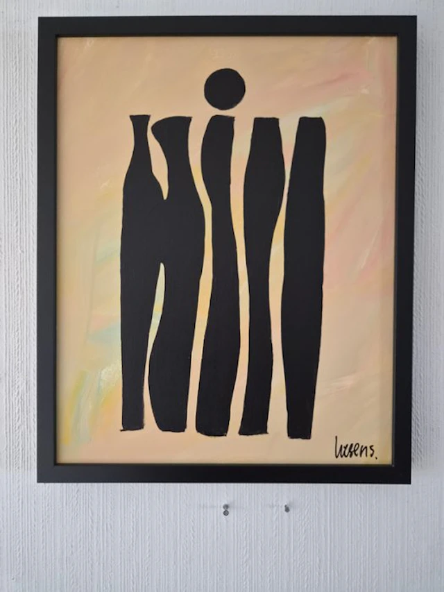 Liesens - The crowd (handpainted on canvas) met lijst