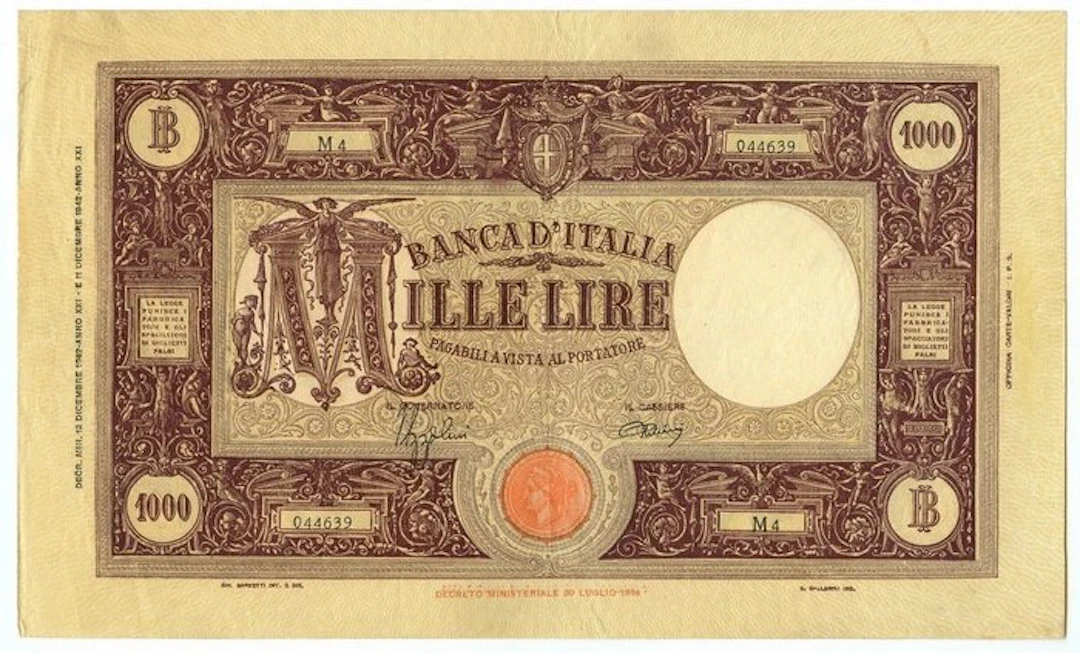 Italy. - 1000 Lire - 12/12/1942 - BI 45A (No reserve price)