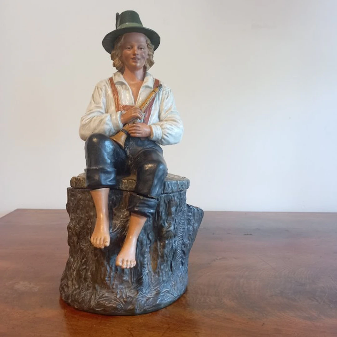 Bernard Bloch - Tobacco jar - young flute player on a...