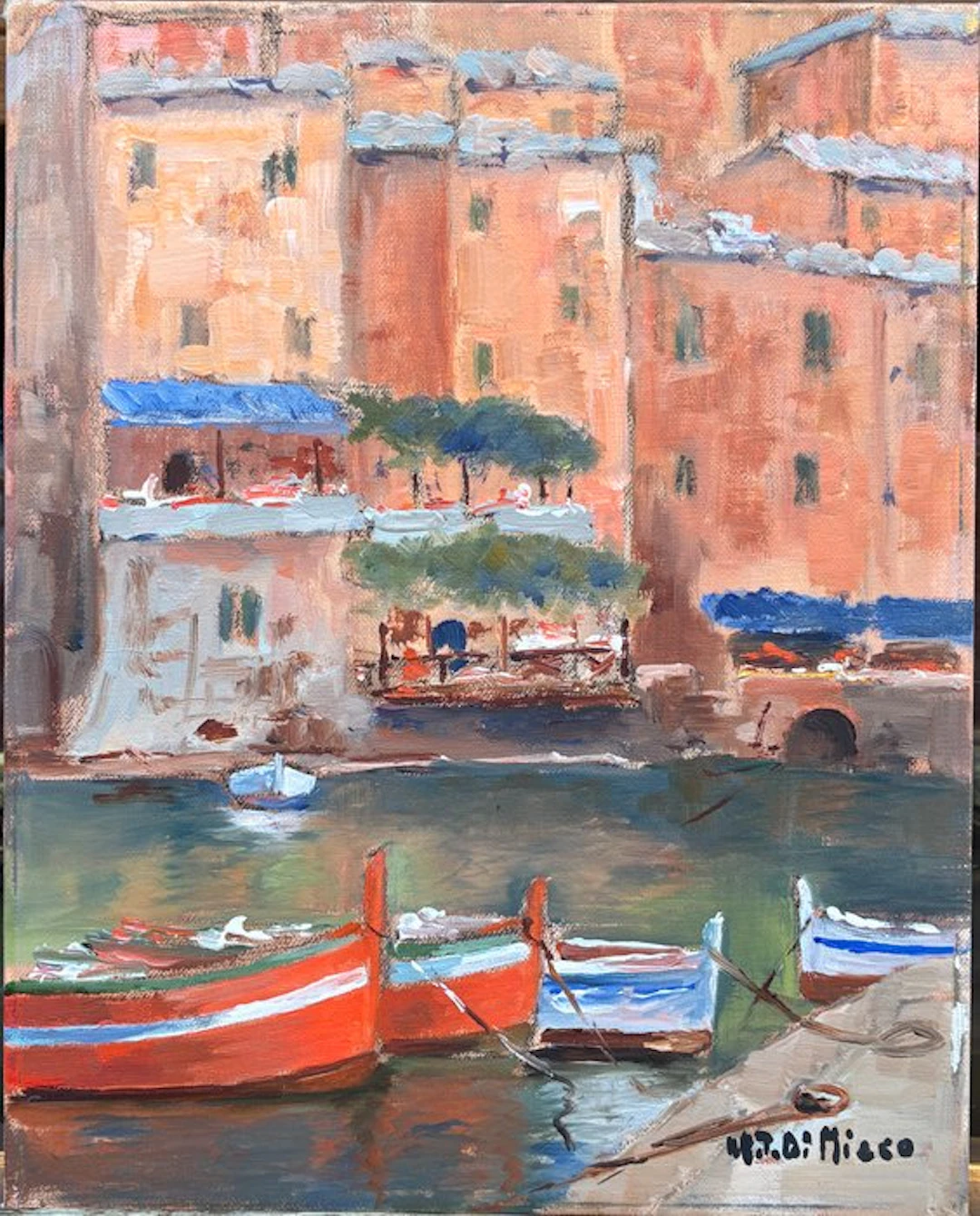 Maria Teresa Di Micco (1941) - Marine aux bateaux - Vue...