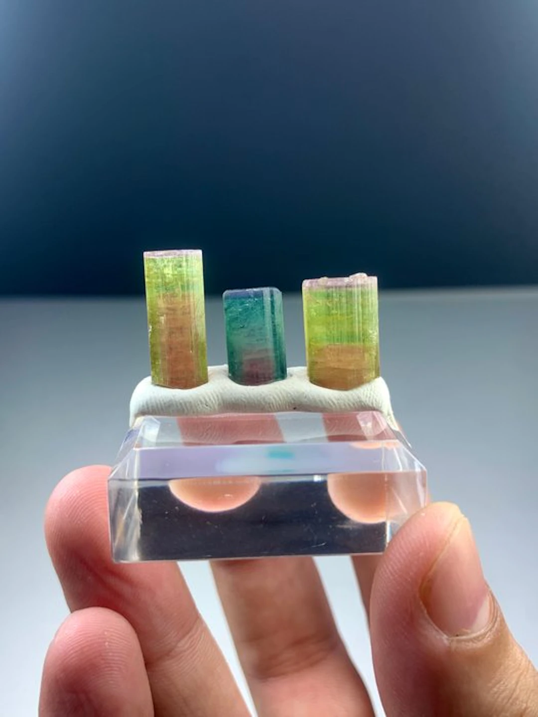 Bicolour tourmaline Crystals - Height: 19 mm - Width: 7 mm- 10 g - (1)