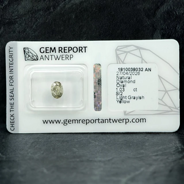 1 pcs Diamond (Natural coloured) - 1.03 ct - Oval - Light...