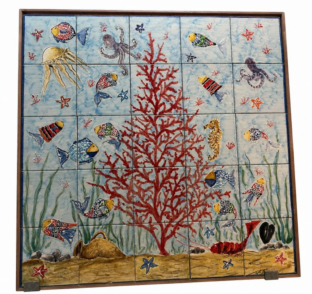 Tile - Piscitello - 1990-2000 - Hand-painted panel of...