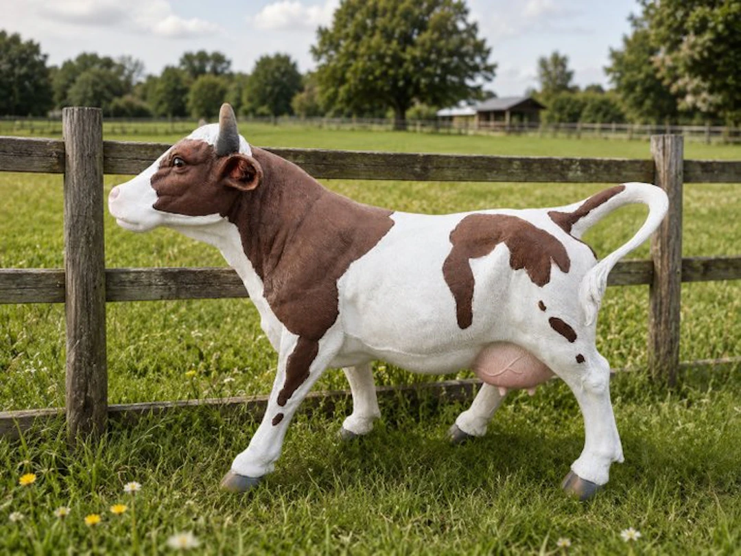 Statue, Simmental koe bruin - 41 cm - polyresin
