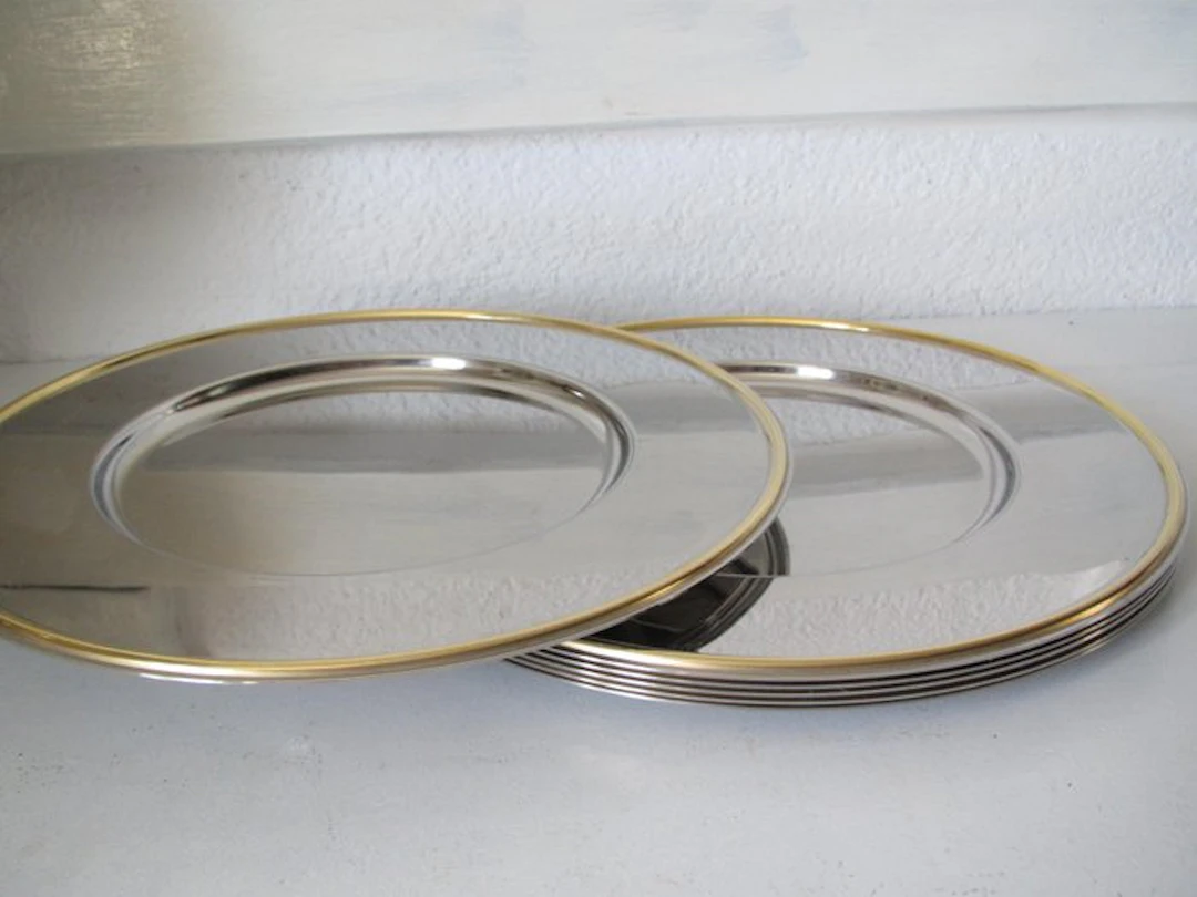 Mepra - Charger plate (6) - Steel, Gold plated - 24-karat gold-plated edge