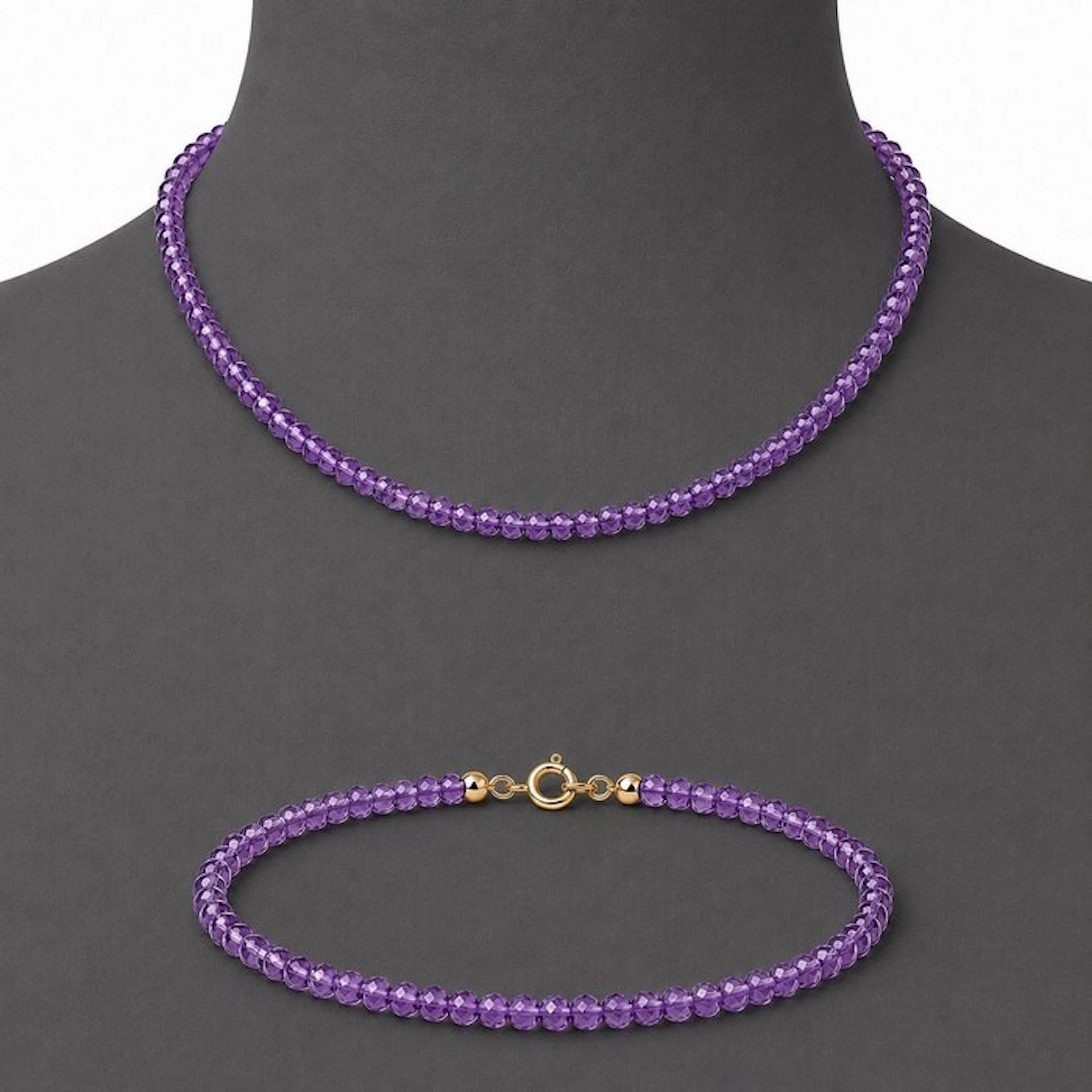 Amethyst - Silver - 2 piece jewellery set