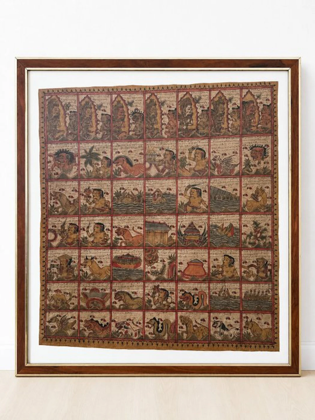 Painted Balinese Palintangan calendar. - Cotton - Indonesia - Late 20th century