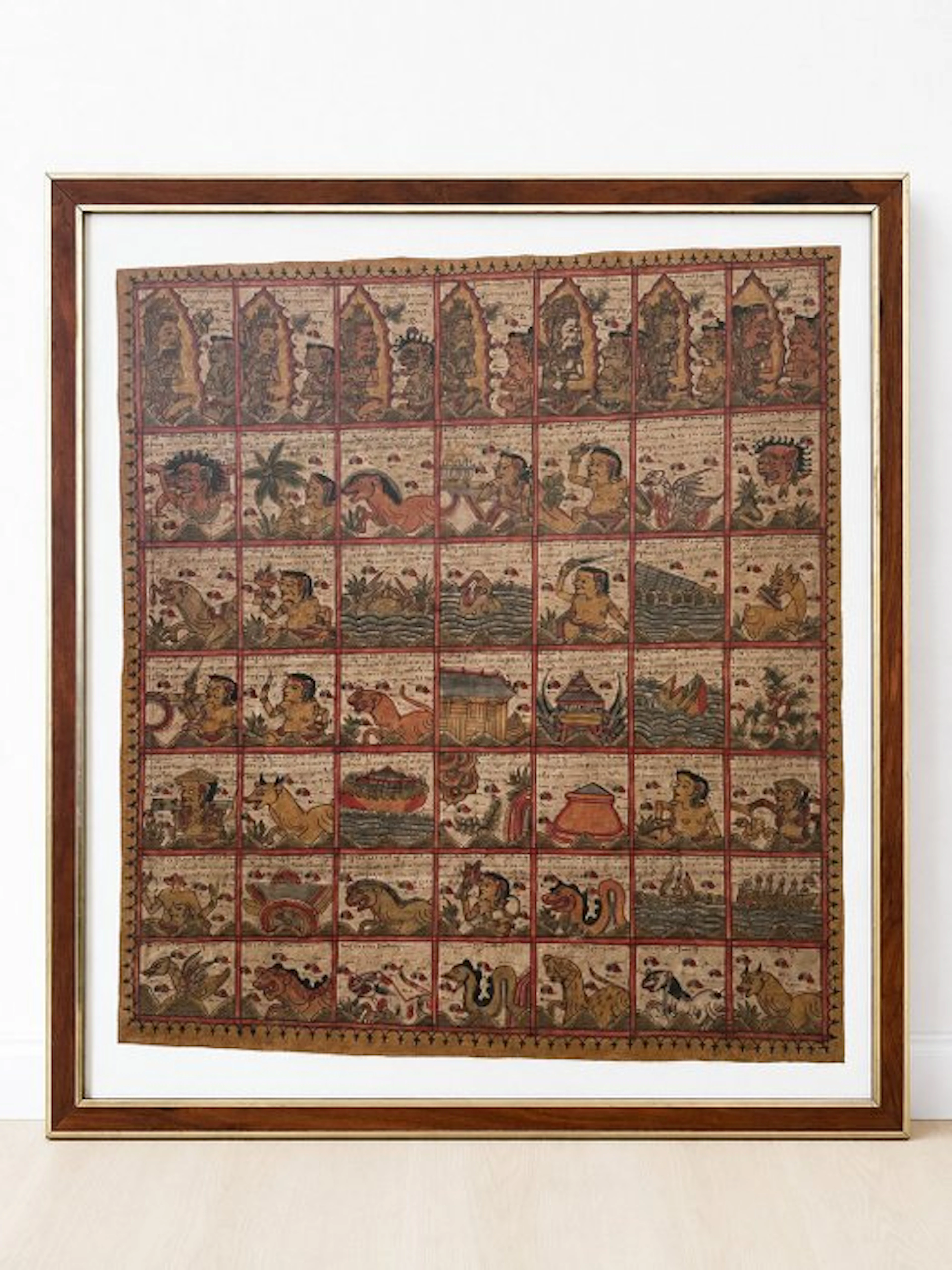 Painted Balinese Palintangan calendar. - Cotton - Indonesia - Late 20th century