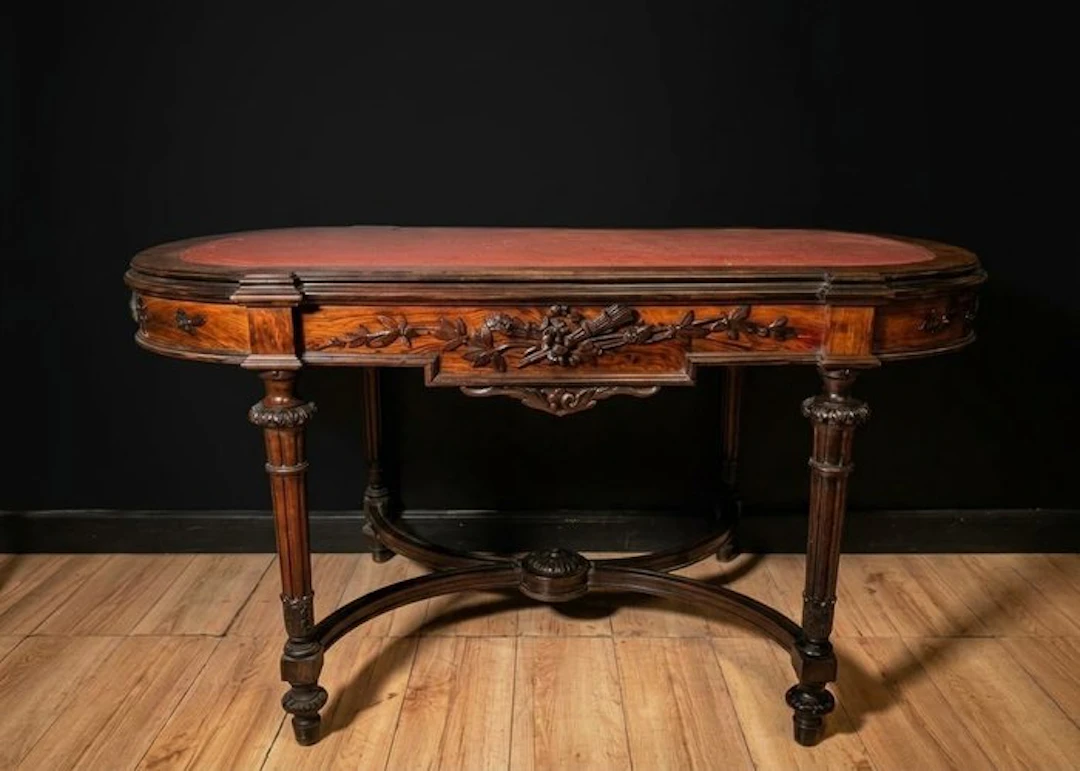 Writing desk - Wood, Leather