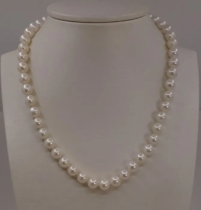No reserve price - Necklace Silver - 8x8.5mm Edison Pearls