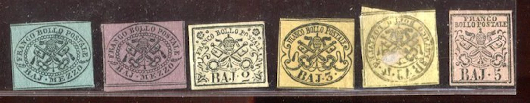 Italian Ancient States - Papal State 1852 - First issue: six card values