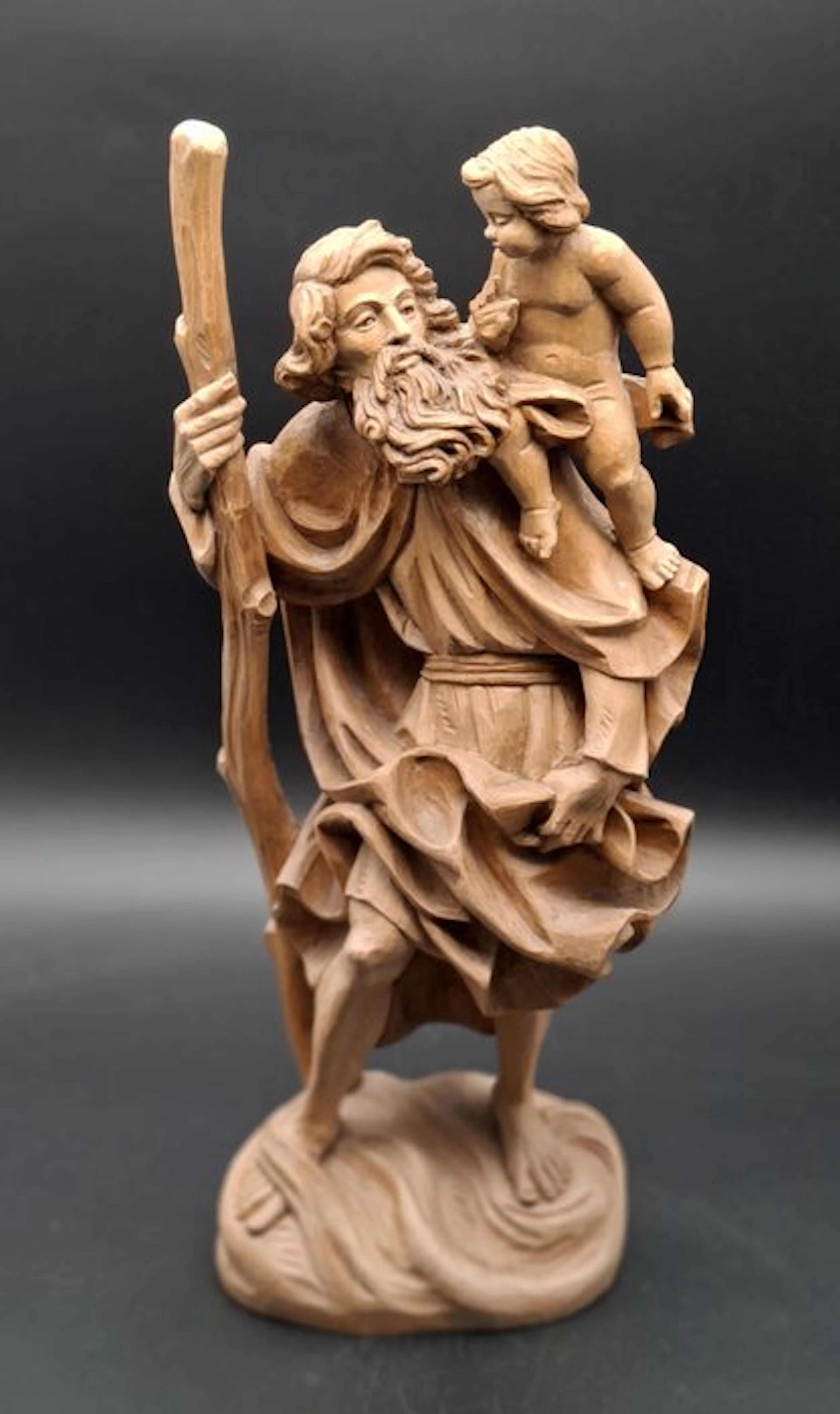 Südtirol - Figurine - Heiliger Christophorus mit Jesuskind ca. 38 cm - Wood